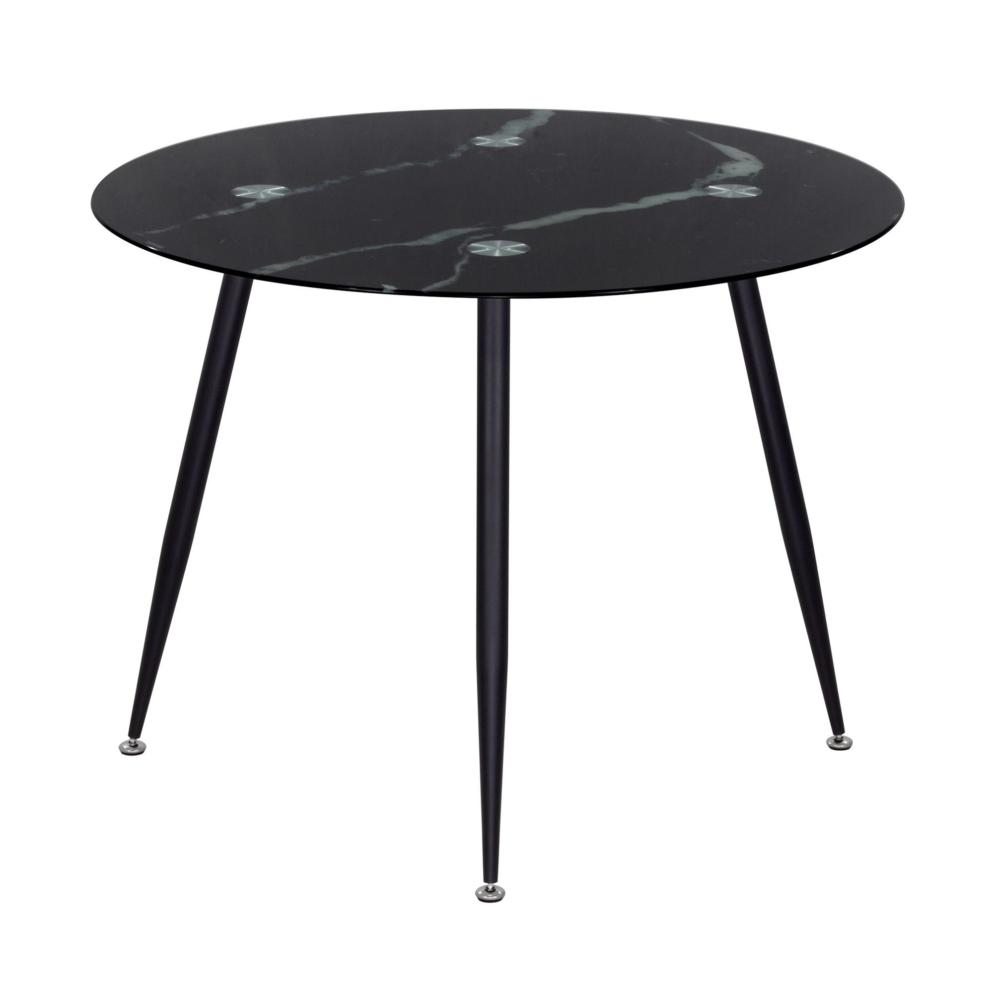 Esszimmer-Tisch CORIN | Tischplatte: Schwarzer Marmor | Beine: Schwarz 80 cm