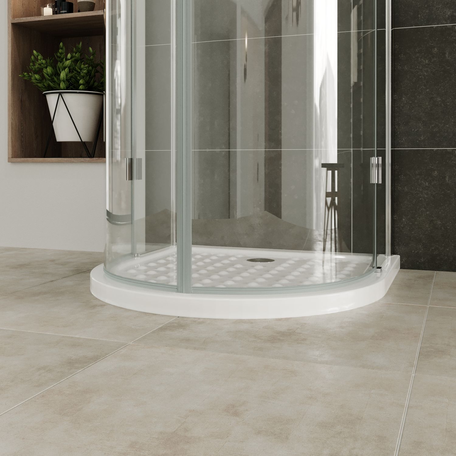 Halbkreisdusche Andrea mit Klapptüren aus ESG Sicherheitsglas Halbkreisdusche Andrea mit Klapptüren aus ESG Sicherheitsglas