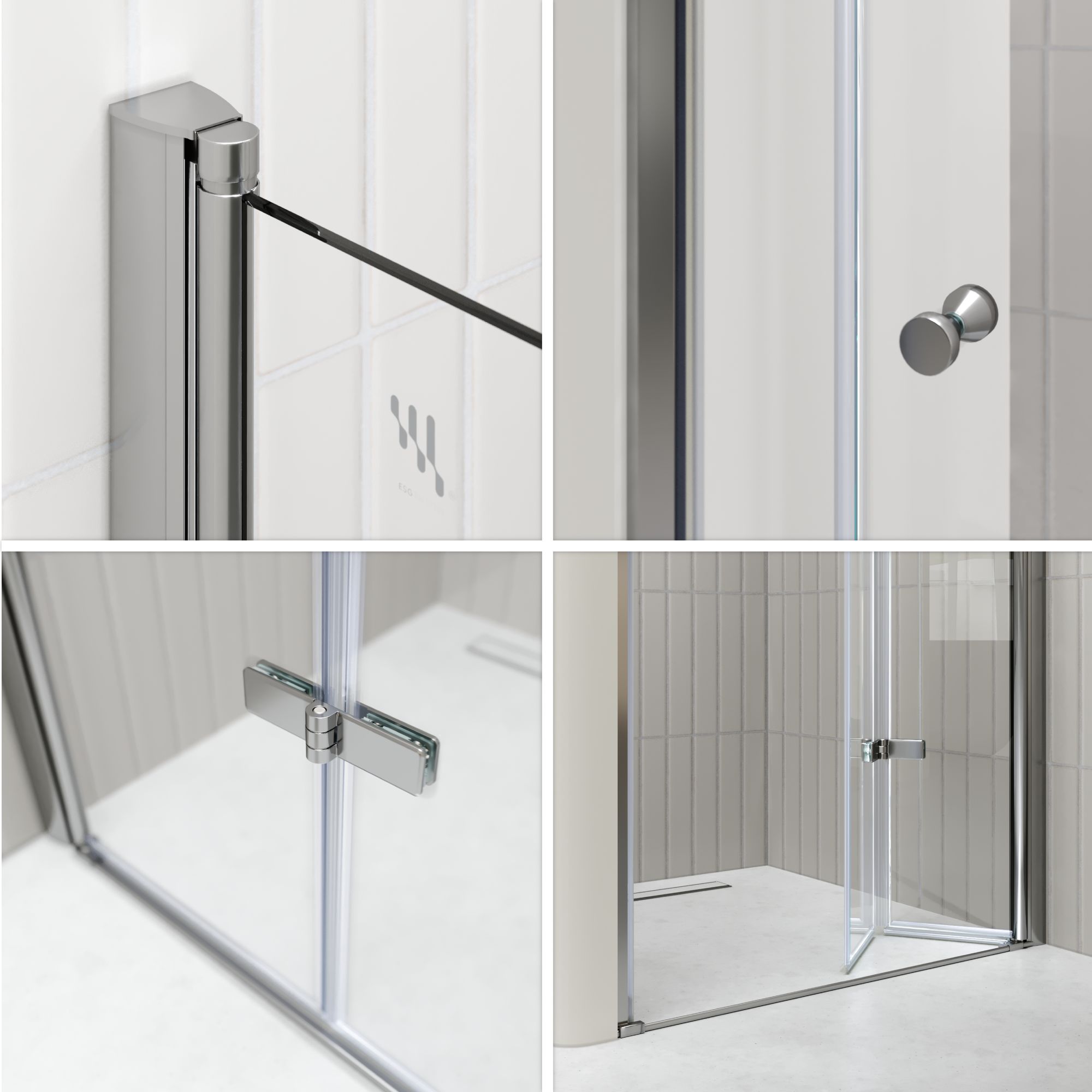 Duschtür Mila mit Falttür aus klarem ESG Sicherheitsglas