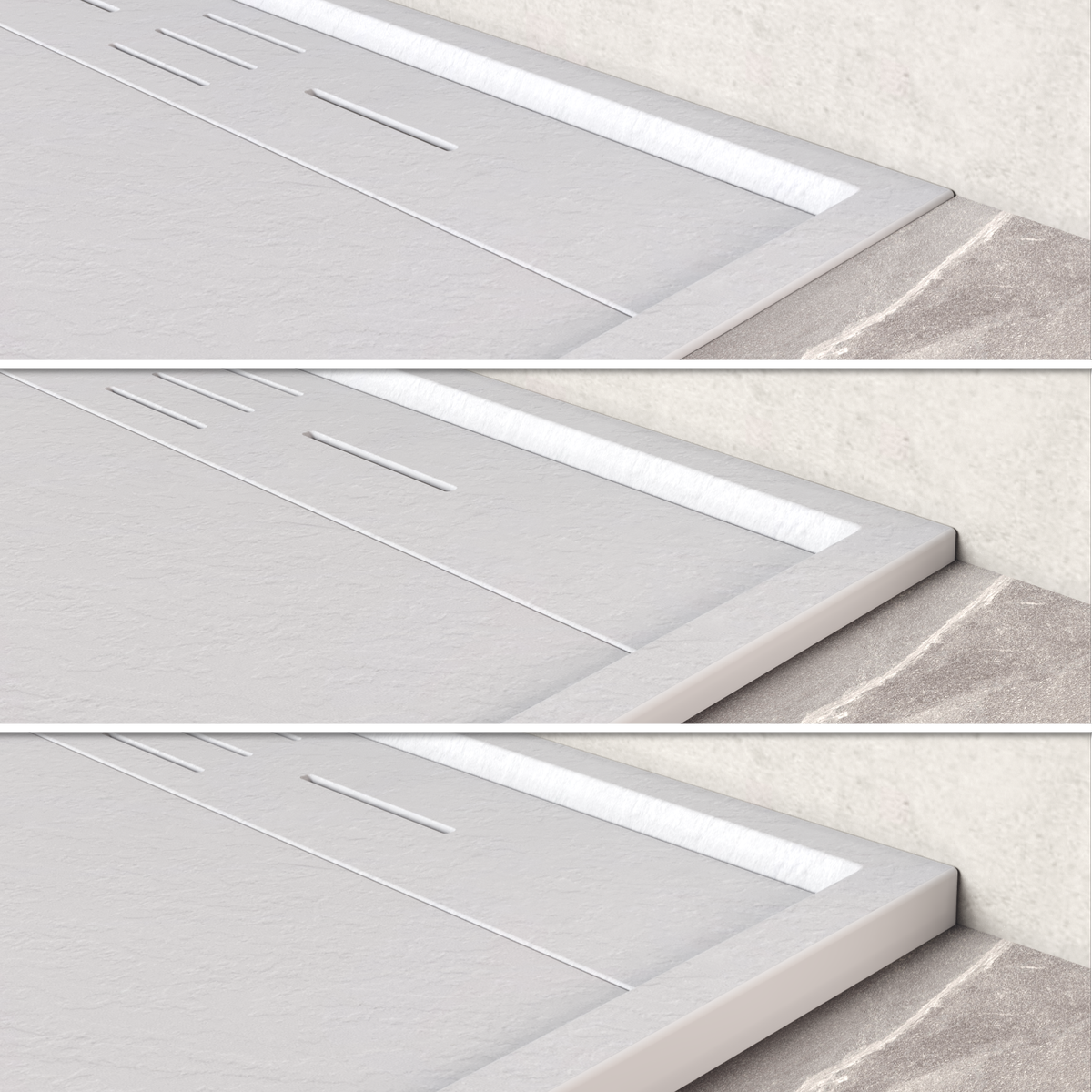 SMC Duschwanne Hiemal in Schieferoptik inkl. Ablaufgarnitur Weiß 90x100 cm