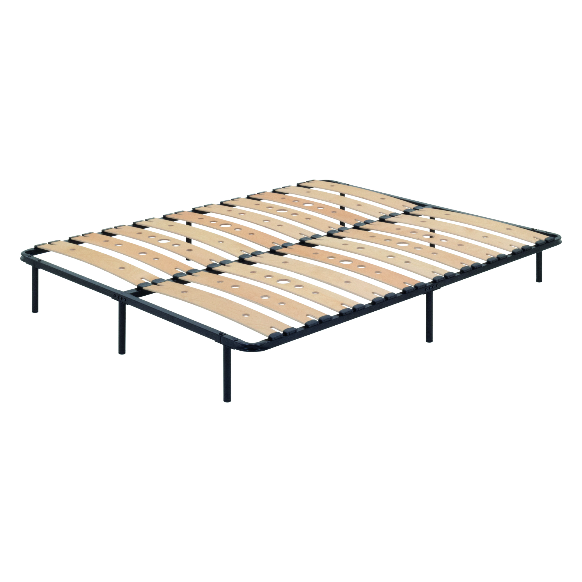 Metallbett AUSTEN BLACK mit Holzlamellen – Stabiler Metallrahmen in Schwarz, 23 cm Höhe & praktische Unterbett-Aufbewahrung 90x200