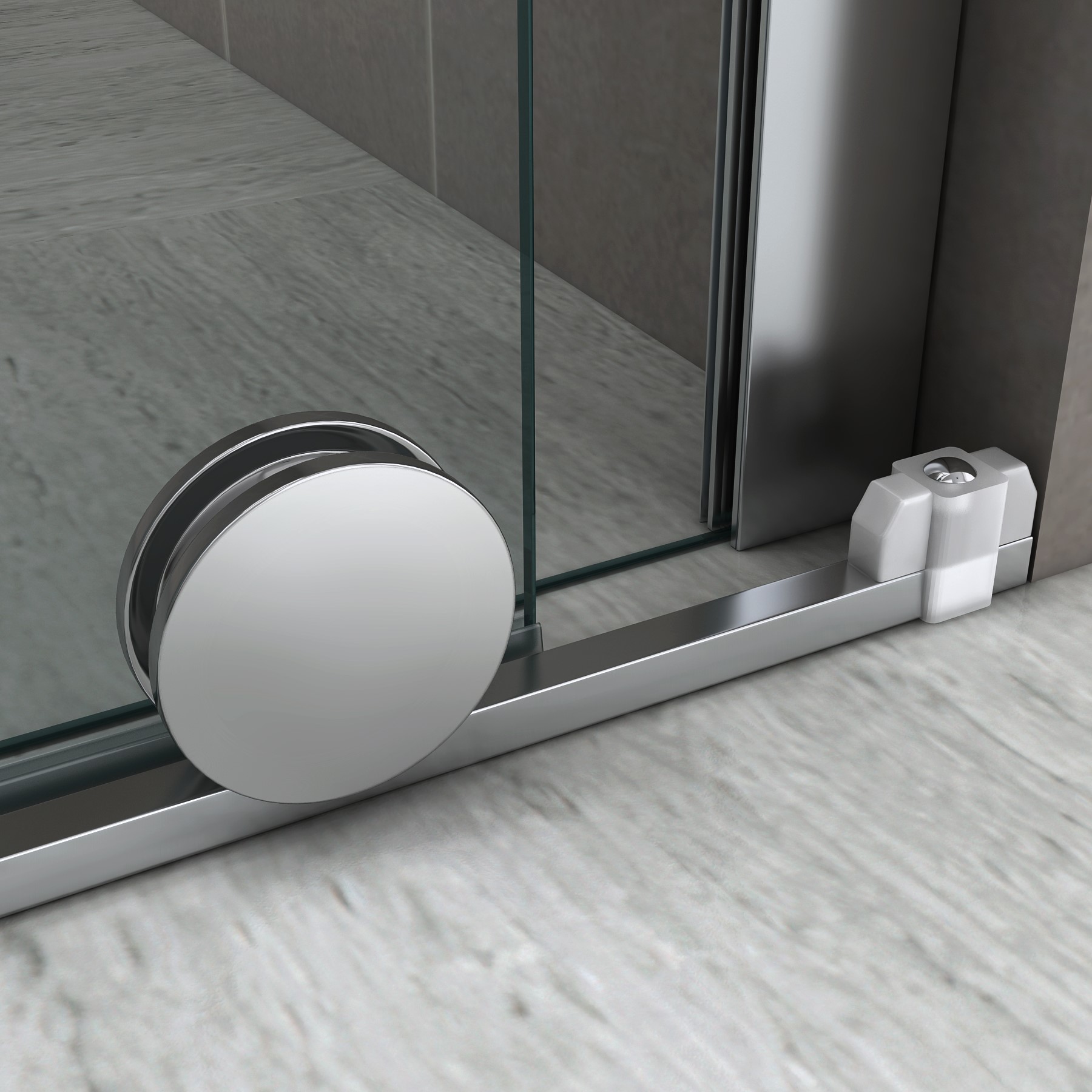 Walk In Duschwand mit Schiebetür NADINE in Chrom Duschabtrennung aus 8mm ESG Nano - Links und Rechts montierbar 180x200 cm