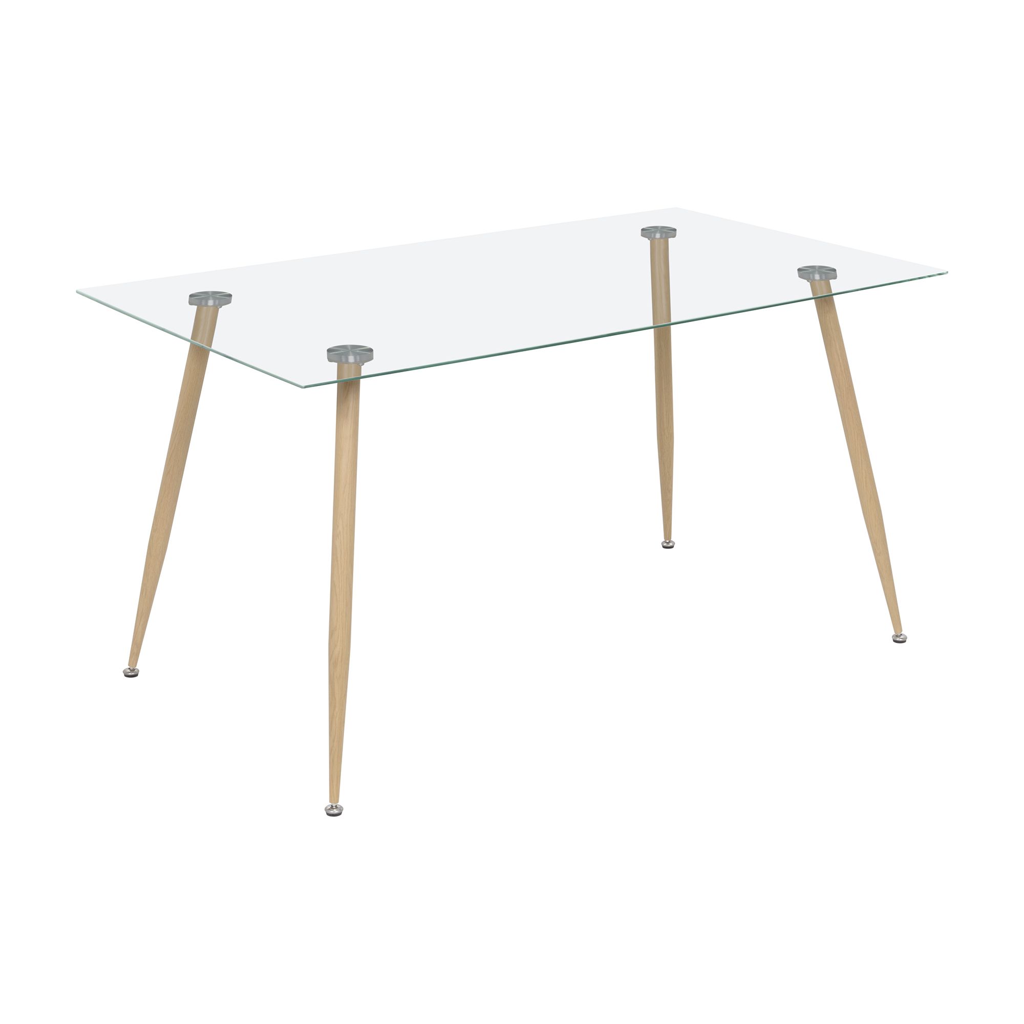 Esszimmer-Tisch BEALE | Tischplatte: Transparentes Glas | Beine: Holz Esszimmer-Tisch BEALE | Tischplatte: Transparentes Glas | Beine: Holz 160 cm