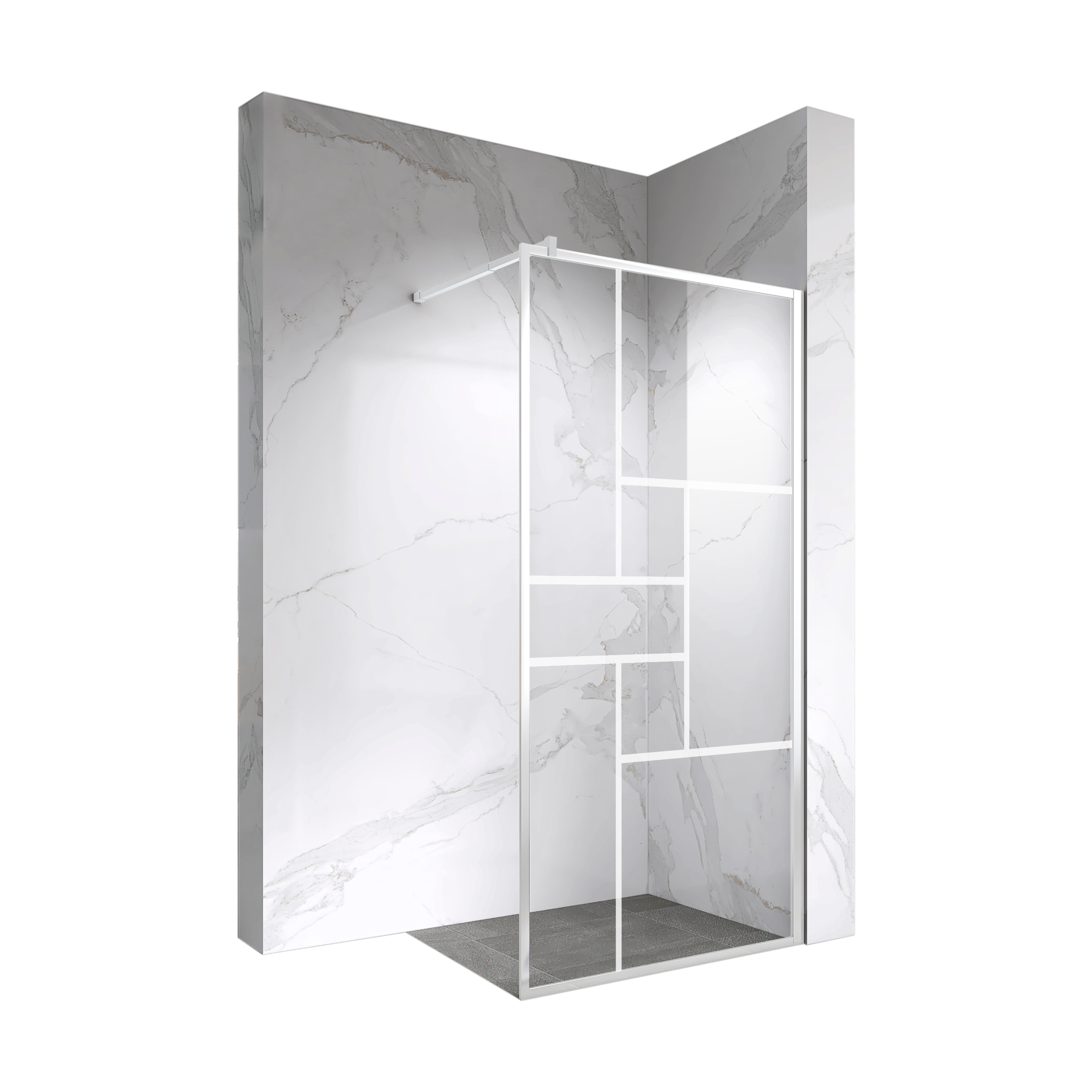 Walk In Dusche Gianna-R WHITE aus 8 mm starkem durchsichtigem ESG Sicherheitsglas