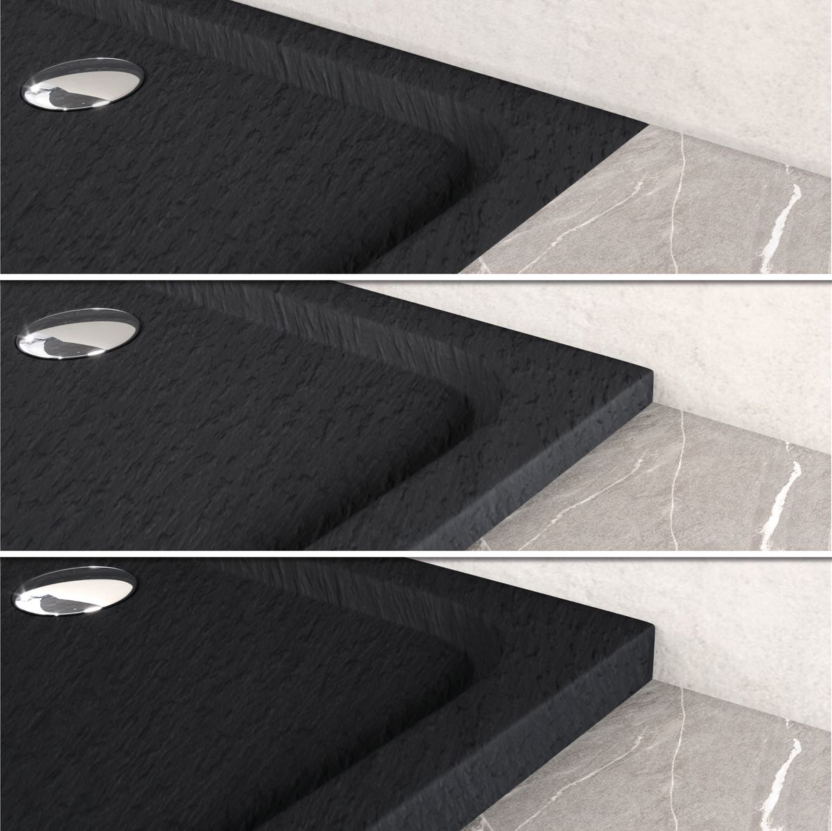 Duschwanne Shimmer STONE aus Sanitäracryl inkl. Ablaufgarnitur - Schwarz Duschwanne Shimmer STONE aus Sanitäracryl inkl. Ablaufgarnitur - Schwarz 95x95 cm