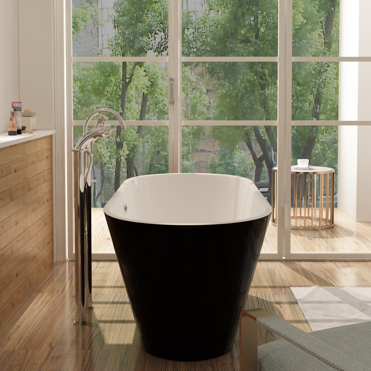 Schwarz-weiße Badewanne aus Sanitäracryl Lugano - 3 GRÖßEN