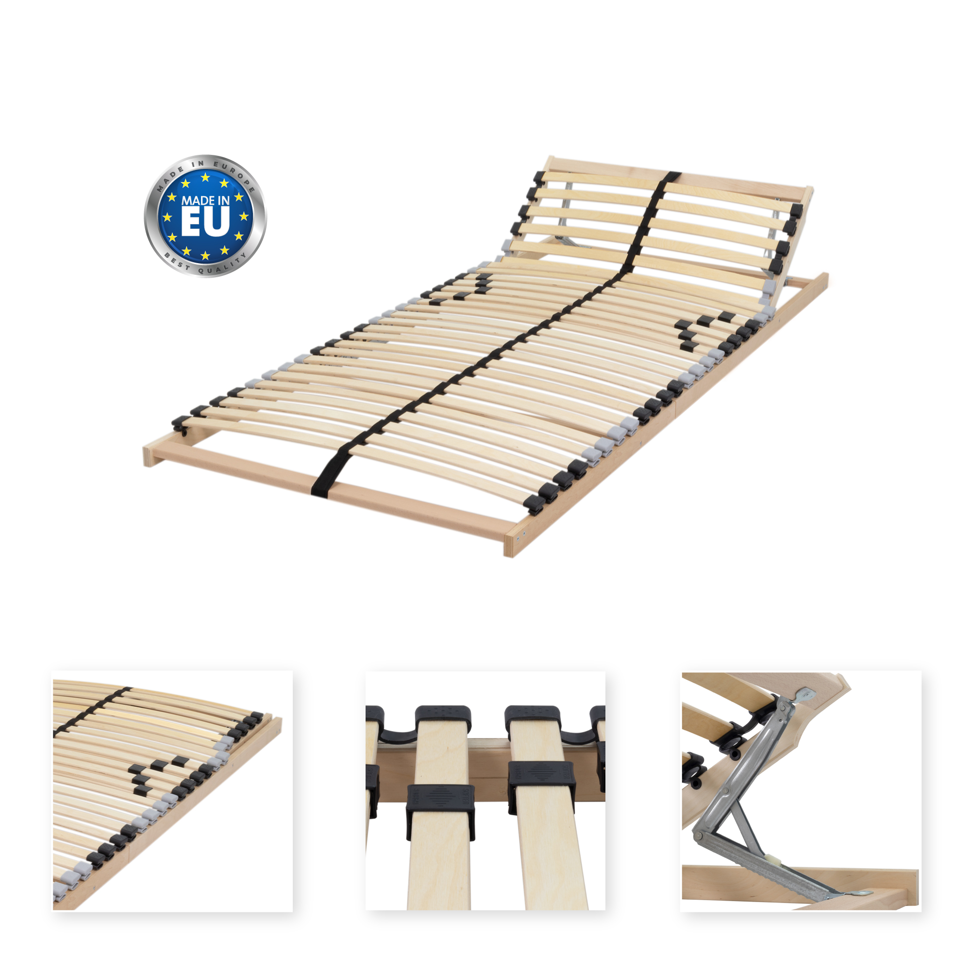 Lattenrost Luna 7 Zonen mit verstellbarem Kopfteil und Härte 90x200 cm