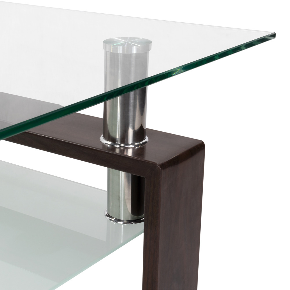 Couchtisch PORTER aus Glas/Metall mit Holz in Walnussfarbe