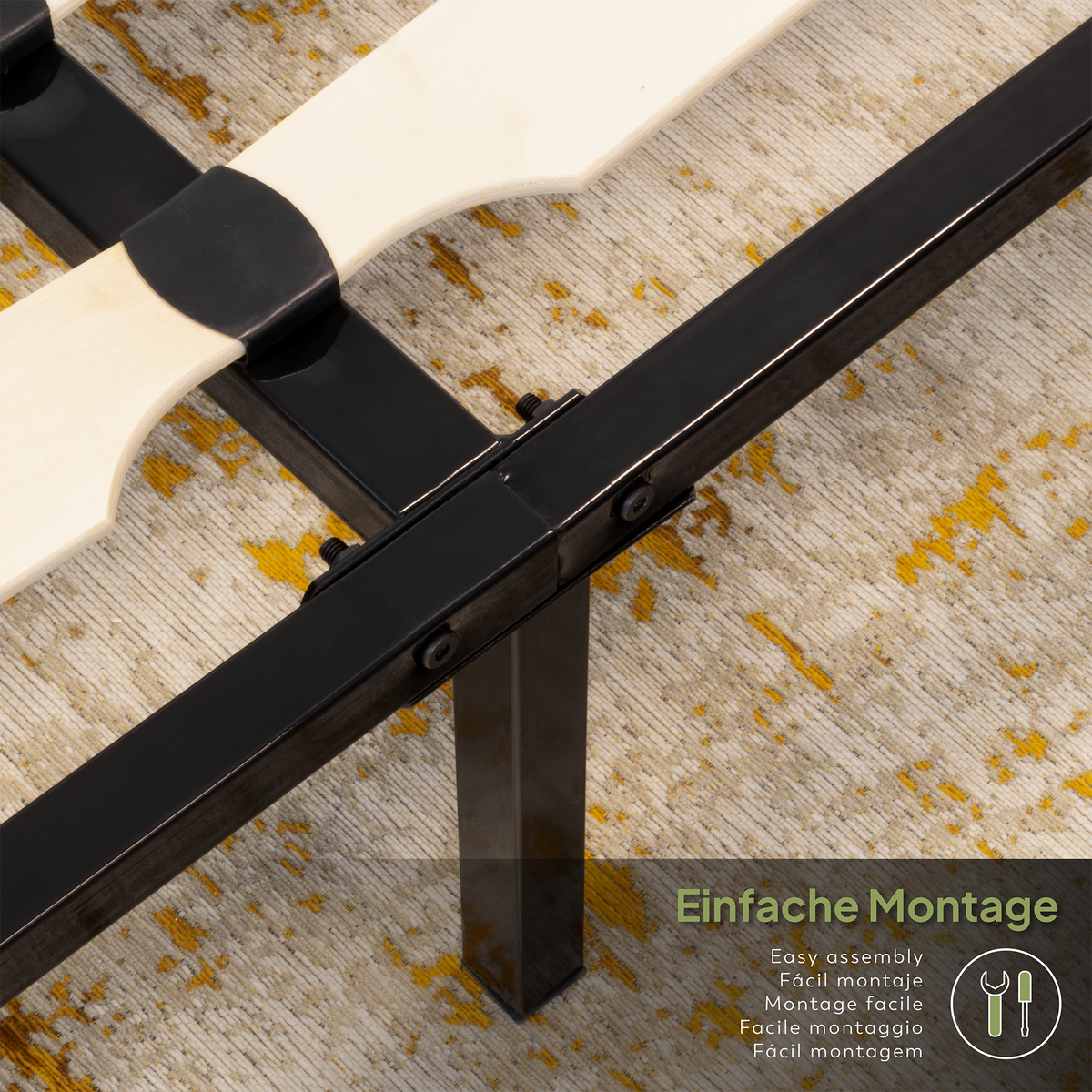 Gästebett Metallbett Namara Black mit Stauraum