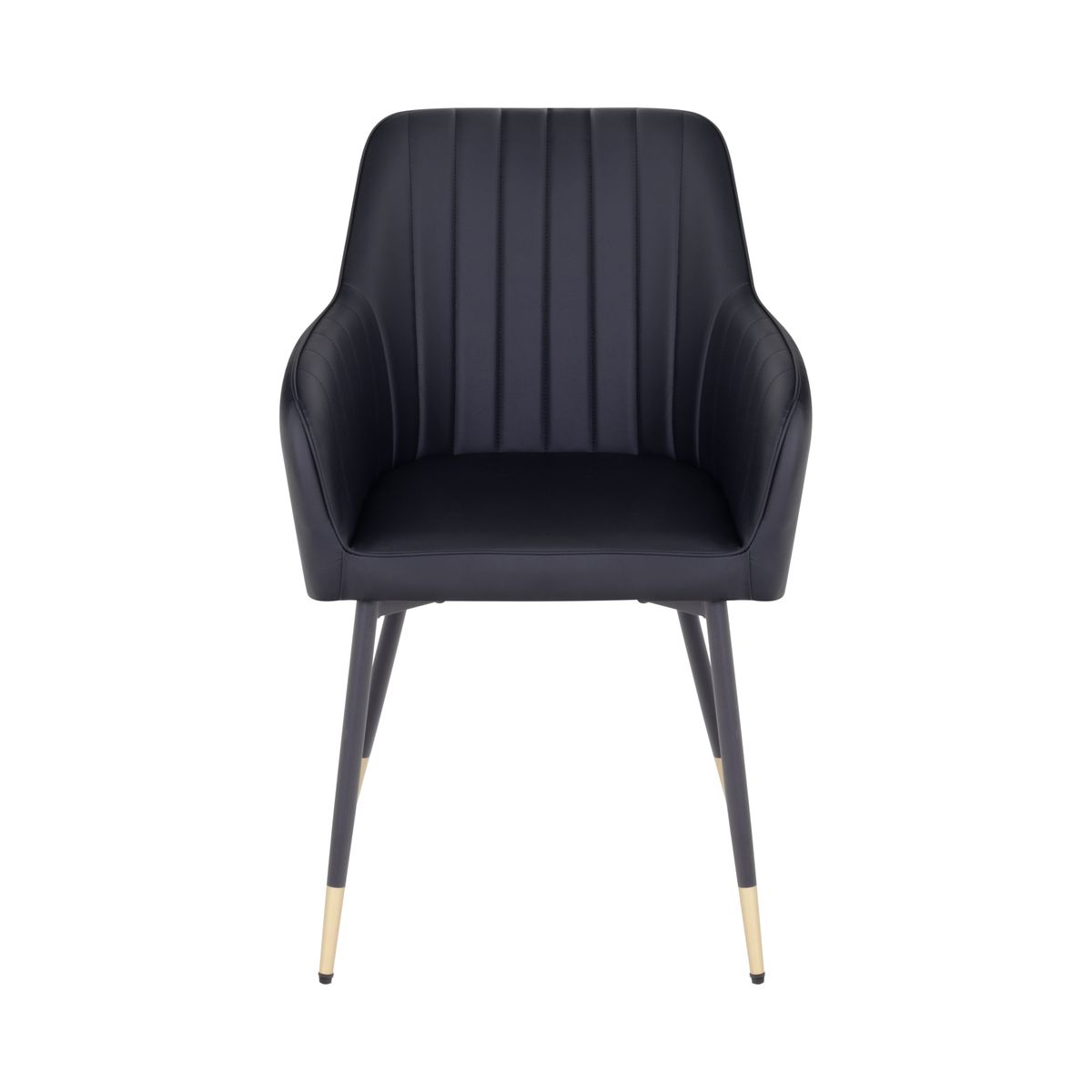 Esszimmerstuhl Wohnzimmerstuhl Dahlia Schwarz Gold aus Kunstleder