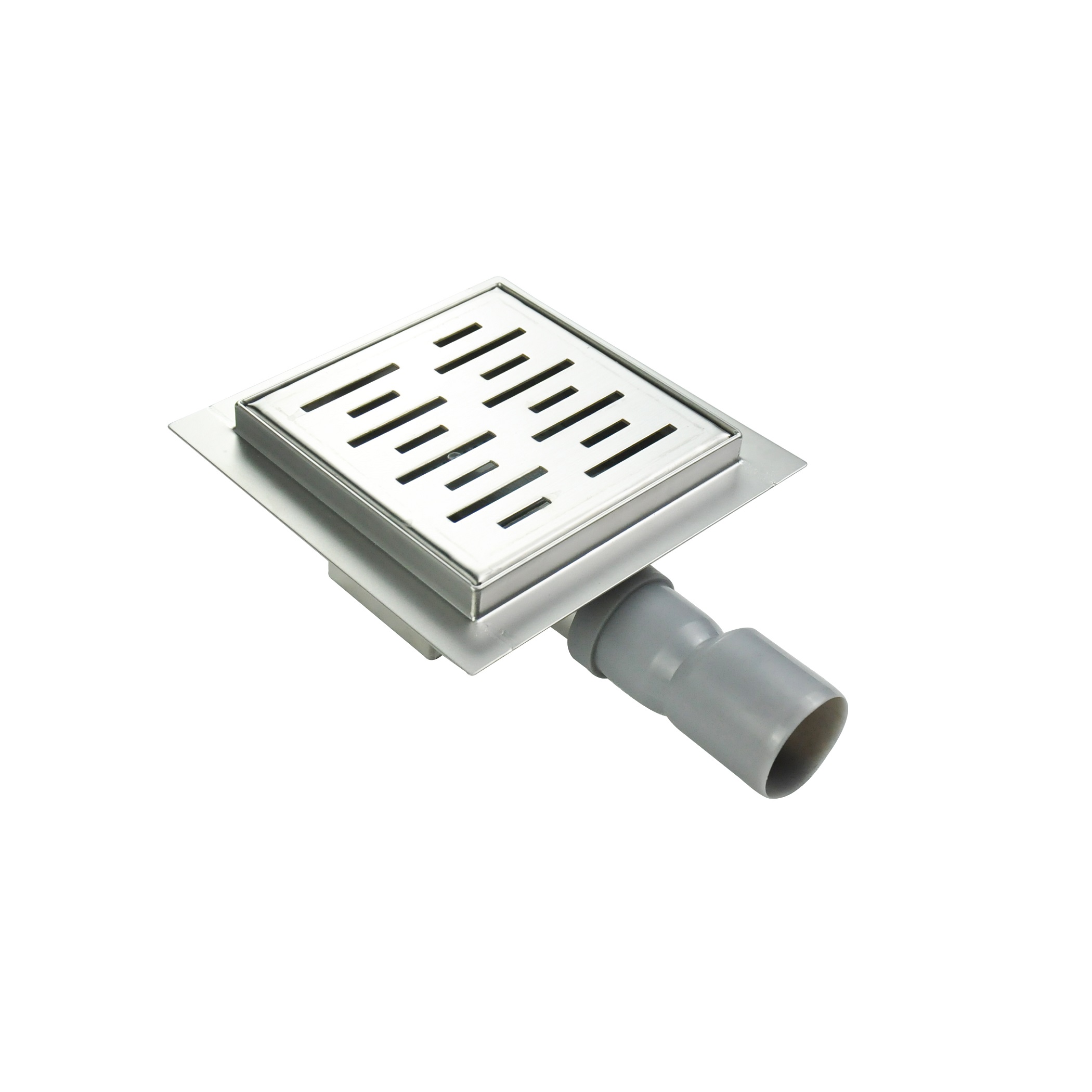 Quadratische Duschrinne Bodenablauf Schlitze aus Edelstahl sehr flach Q4