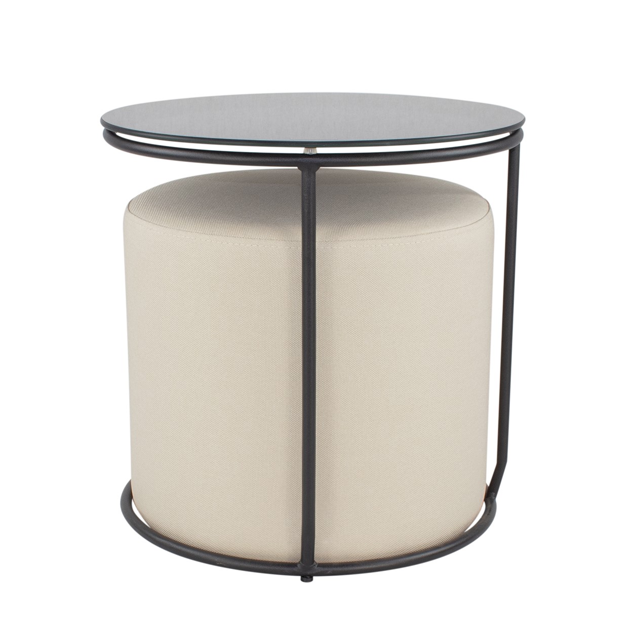 Beistelltisch mit Hocker JASPER runder Couchtisch 40x40 cm Schwarz-Beige N1 Beistelltisch mit Hocker JASPER runder Couchtisch 40x40 cm Schwarz-Beige N1