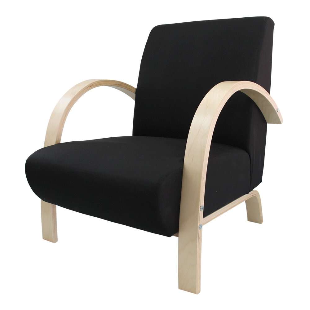 Polstersessel Lounge Sessel mit hochwertigem gepolsterten Stoffbezug - Schwarz