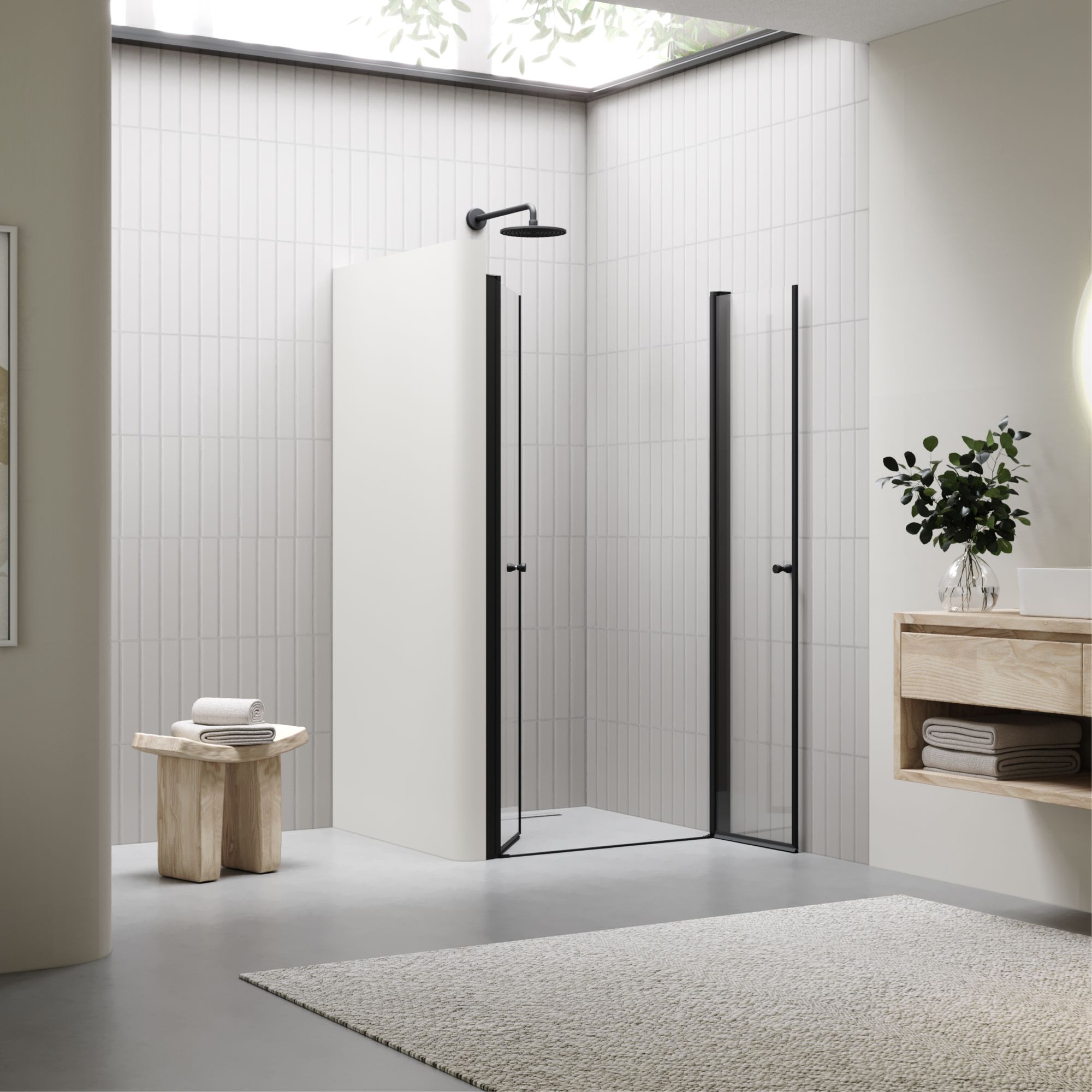 Duschtür Lima BLACK mit Pendeltüren 68-140 cm aus ESG Sicherheitsglas Duschtür Lima BLACK mit Pendeltüren 68-140 cm aus ESG Sicherheitsglas