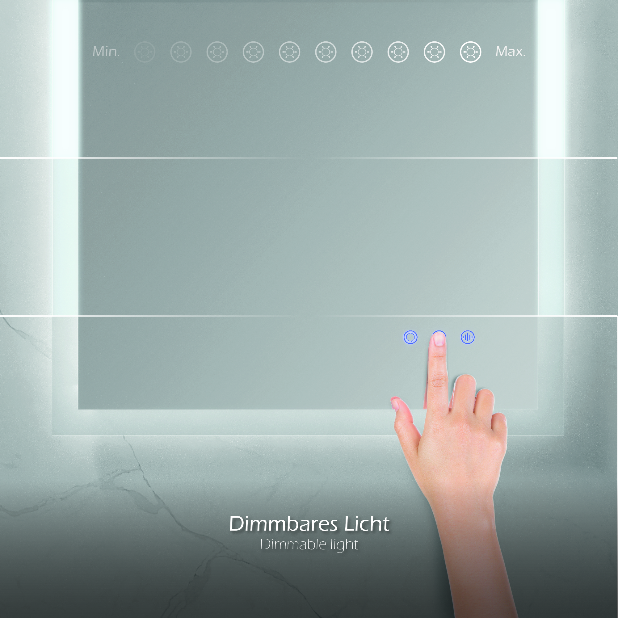 LED Badspiegel Frame Badezimmerspiegel mit dimmbarer Beleuchtung, Farbwechsel und Antibeschlag-Funktion IP44 80x120 cm