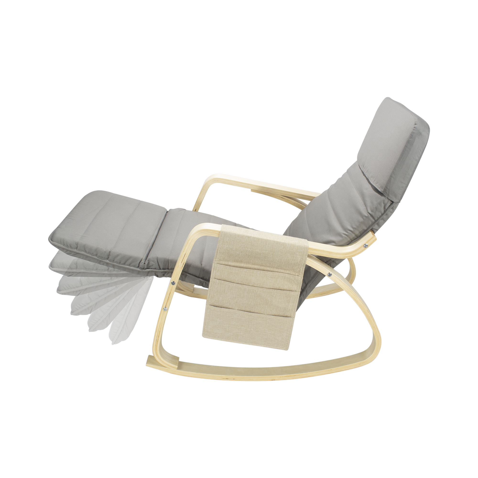 Relaxstuhl Schwingstuhl mit verstellbarem Fussteil - Grau