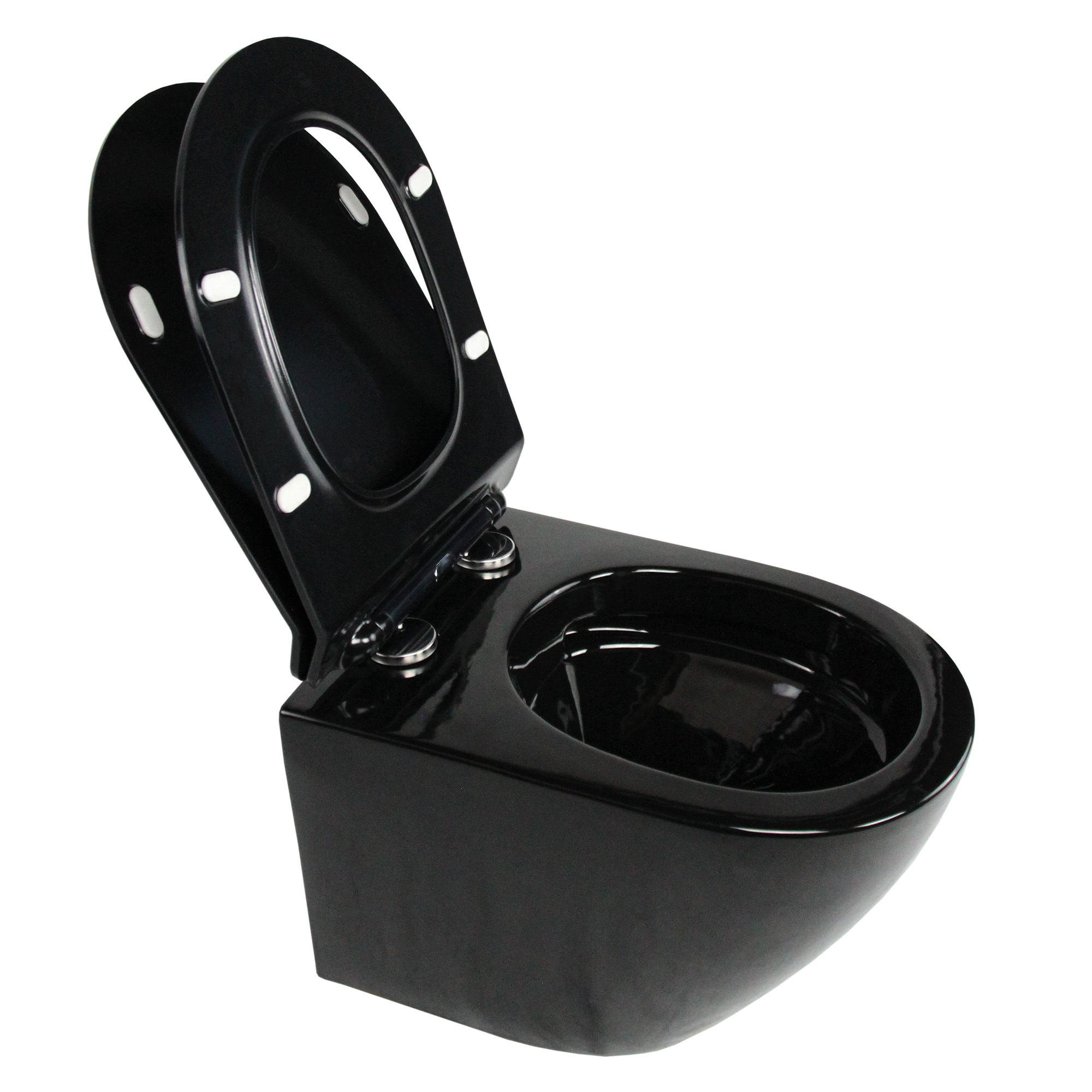 Toilette Hänge WC Spülrandlos inkl. WC Sitz mit Absenkautomatik SOFTCLOSE + abnehmbar Franco Schwarz Toilette Hänge WC Spülrandlos inkl. WC Sitz mit Absenkautomatik SOFTCLOSE + abnehmbar Franco Schwarz