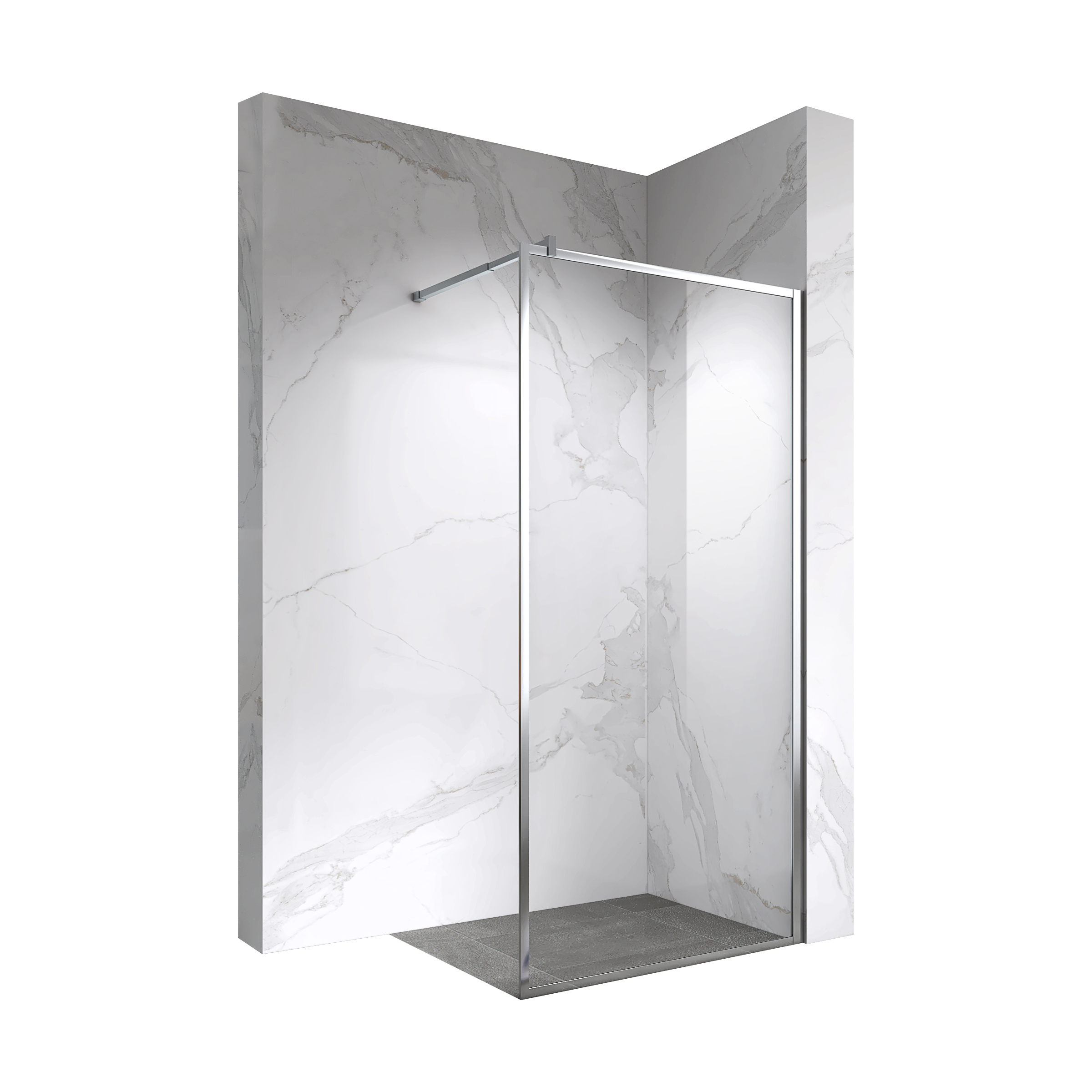 Walk In Dusche Gianna aus 8 mm starkem durchsichtigem ESG Sicherheitsglas