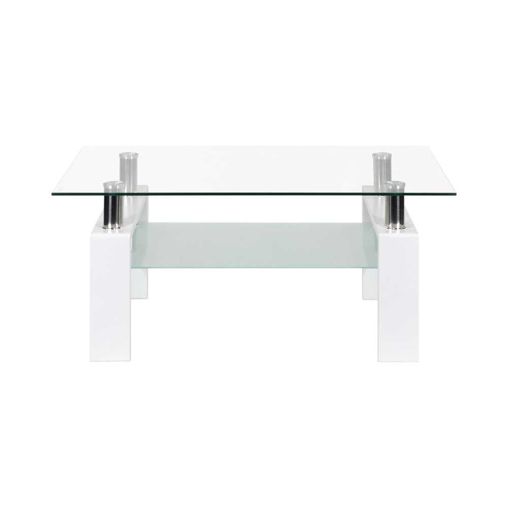 Couchtisch PORTER aus Glas/Metall mit weißem Holz