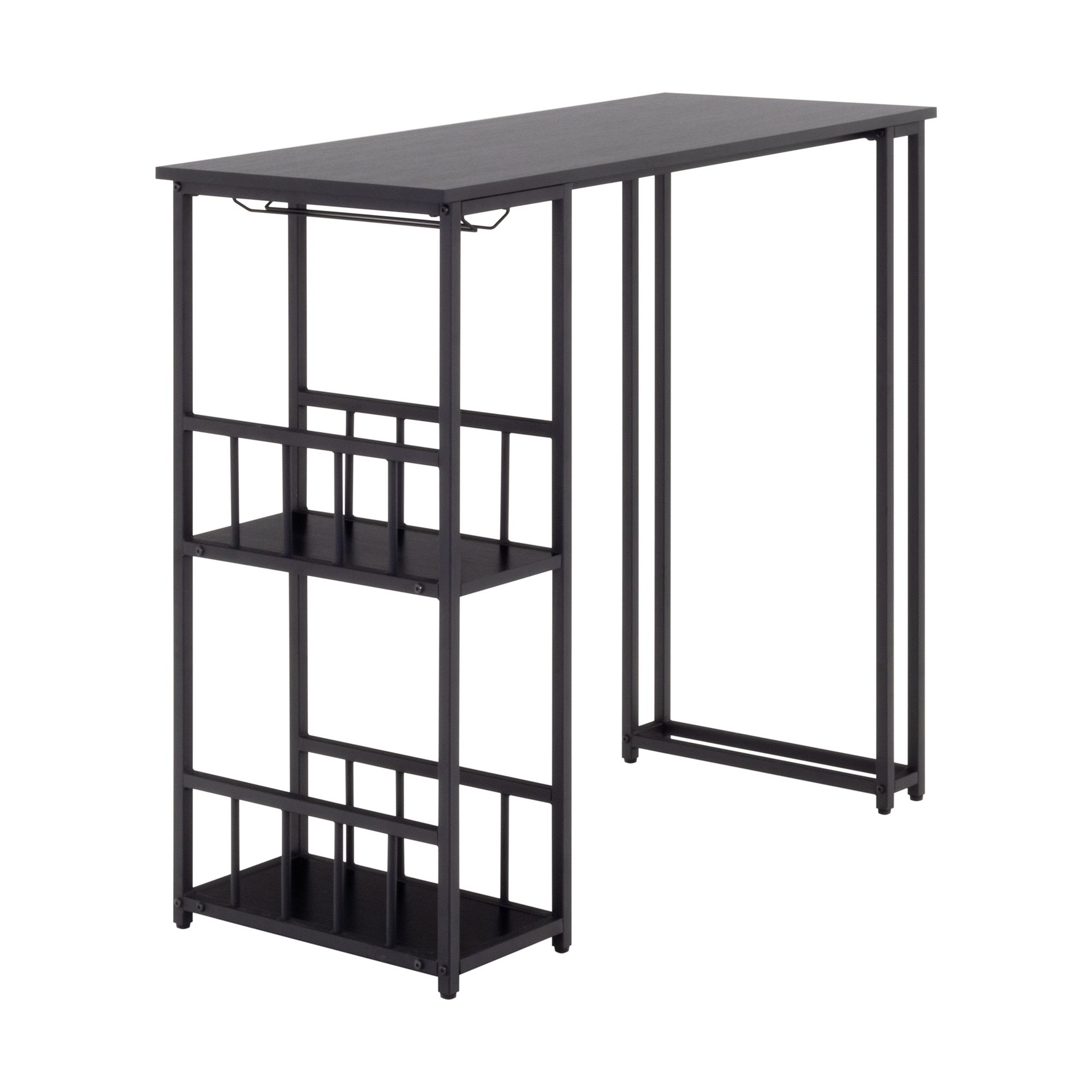 i-flair Stehtisch Bartisch Gavin – Stehtisch mit Stahlrahmen und 2 Ablageflächen & Glashalter Schwarz i-flair Stehtisch Bartisch Gavin – Stehtisch mit Stahlrahmen und 2 Ablageflächen & Glashalter Schwarz