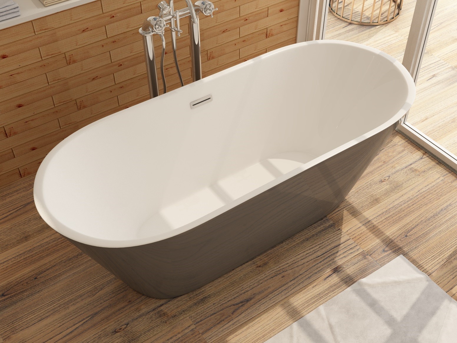 Badewanne aus Sanitäracryl Lugano Grau-Weiß - 170x80 cm