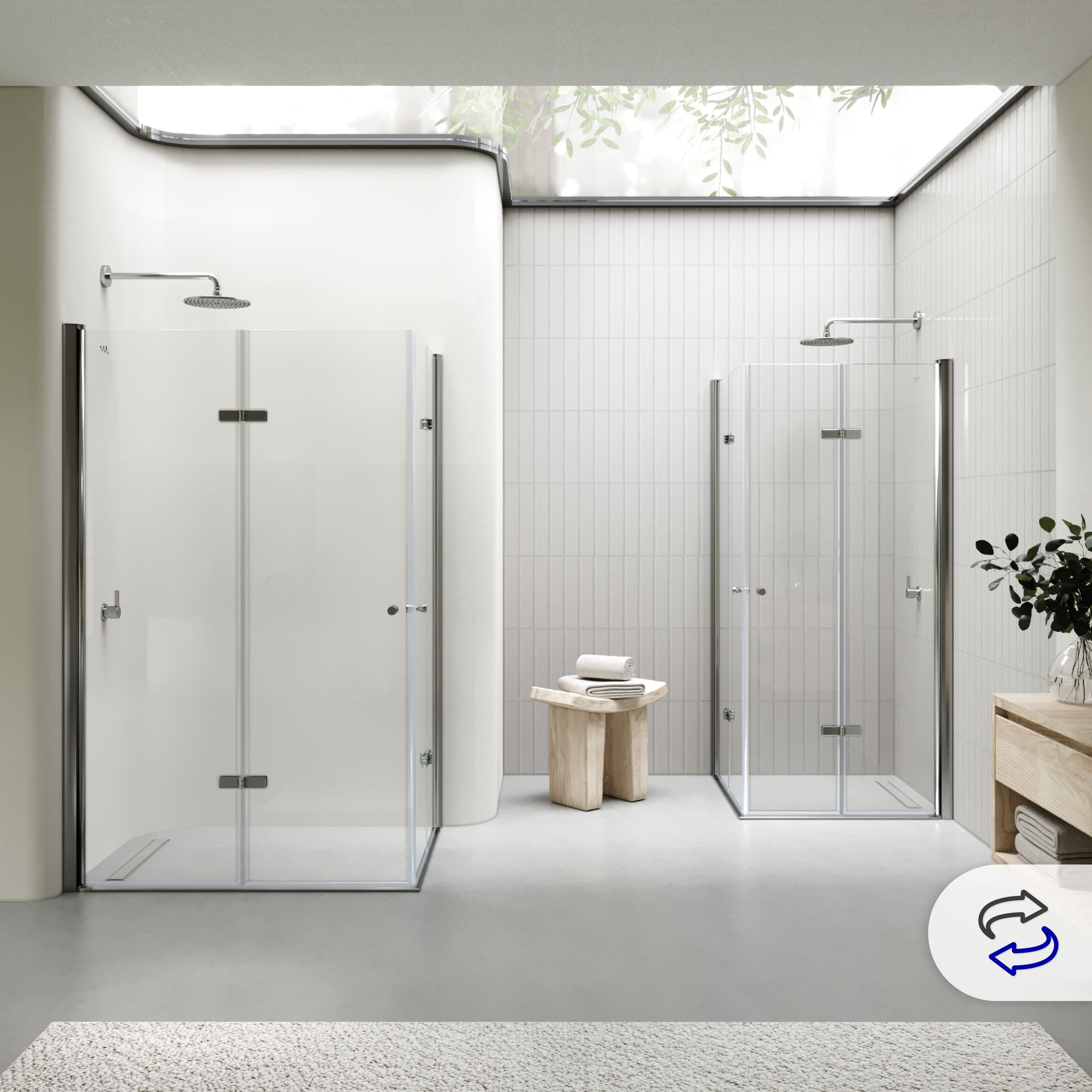 Eckeinstieg Emma mit Falttüren aus ESG Sicherheitsglas