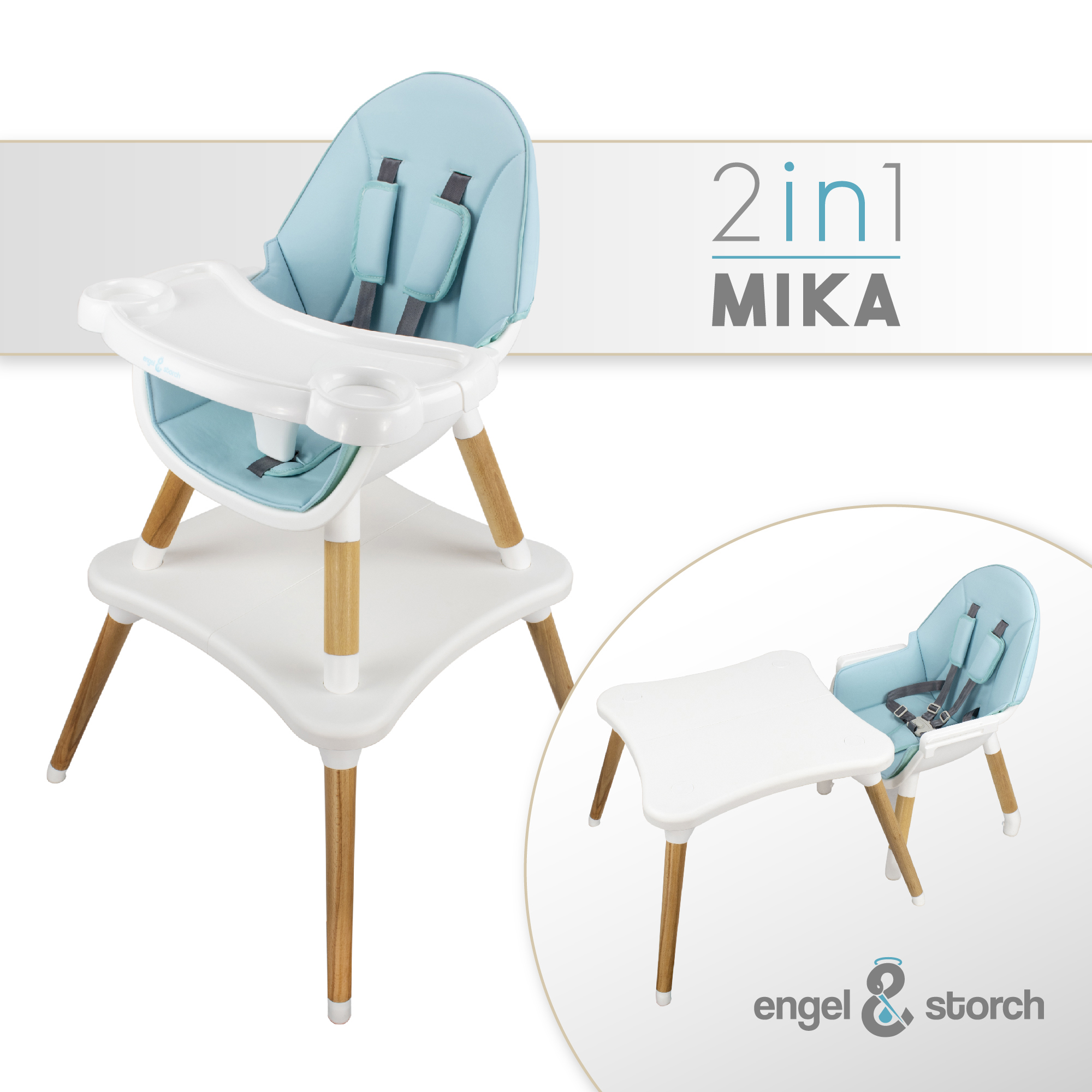 Kinderhochstuhl MIKA Babystuhl mit Esstablett und Stuhl + Tisch Set Blau Kinderhochstuhl MIKA Babystuhl mit Esstablett und Stuhl + Tisch Set Blau