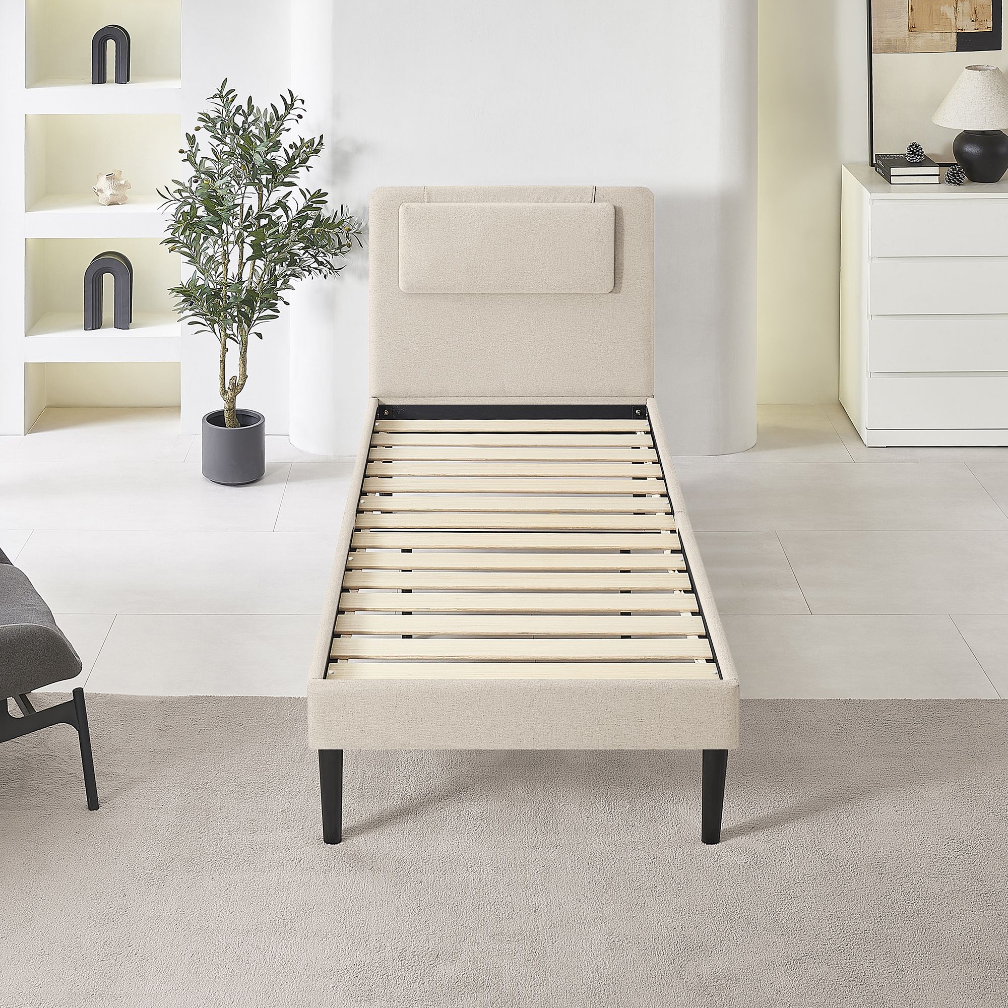 Design Polsterbettt Emily in Beige 90cm-200cm