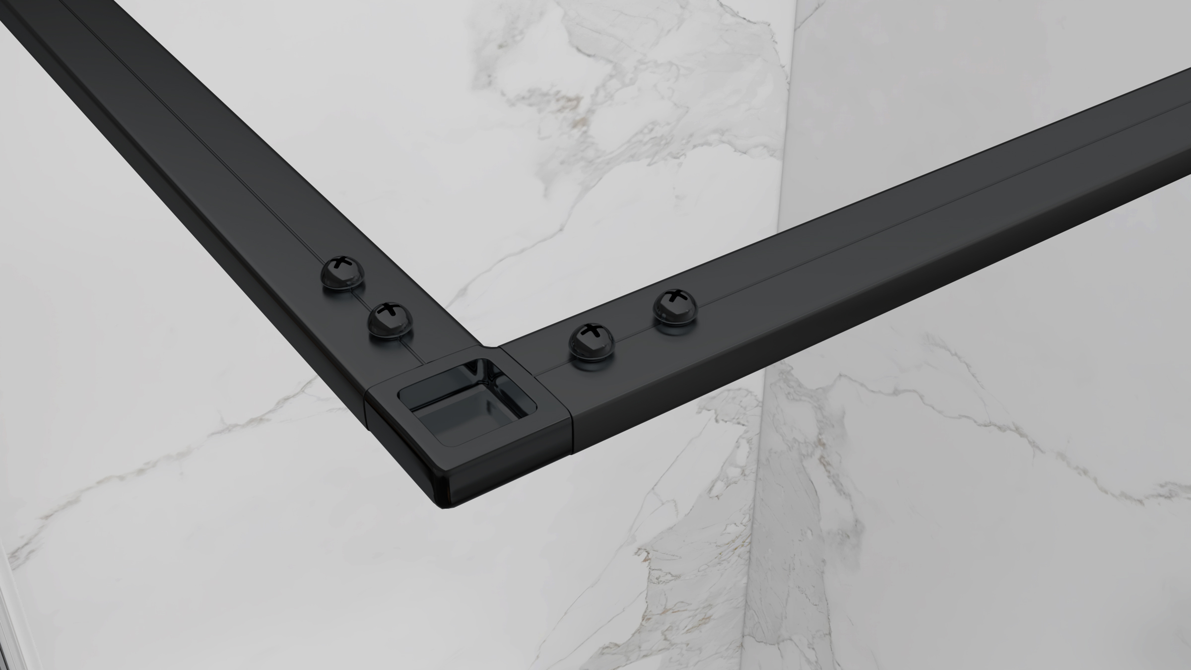 Eckeinstieg Jayla mit Drehtüren und schwarzen Profilen aus ESG Sicherheitsglas Eckeinstieg Jayla mit Drehtüren und schwarzen Profilen aus ESG Sicherheitsglas 190 cm-90x90 cm