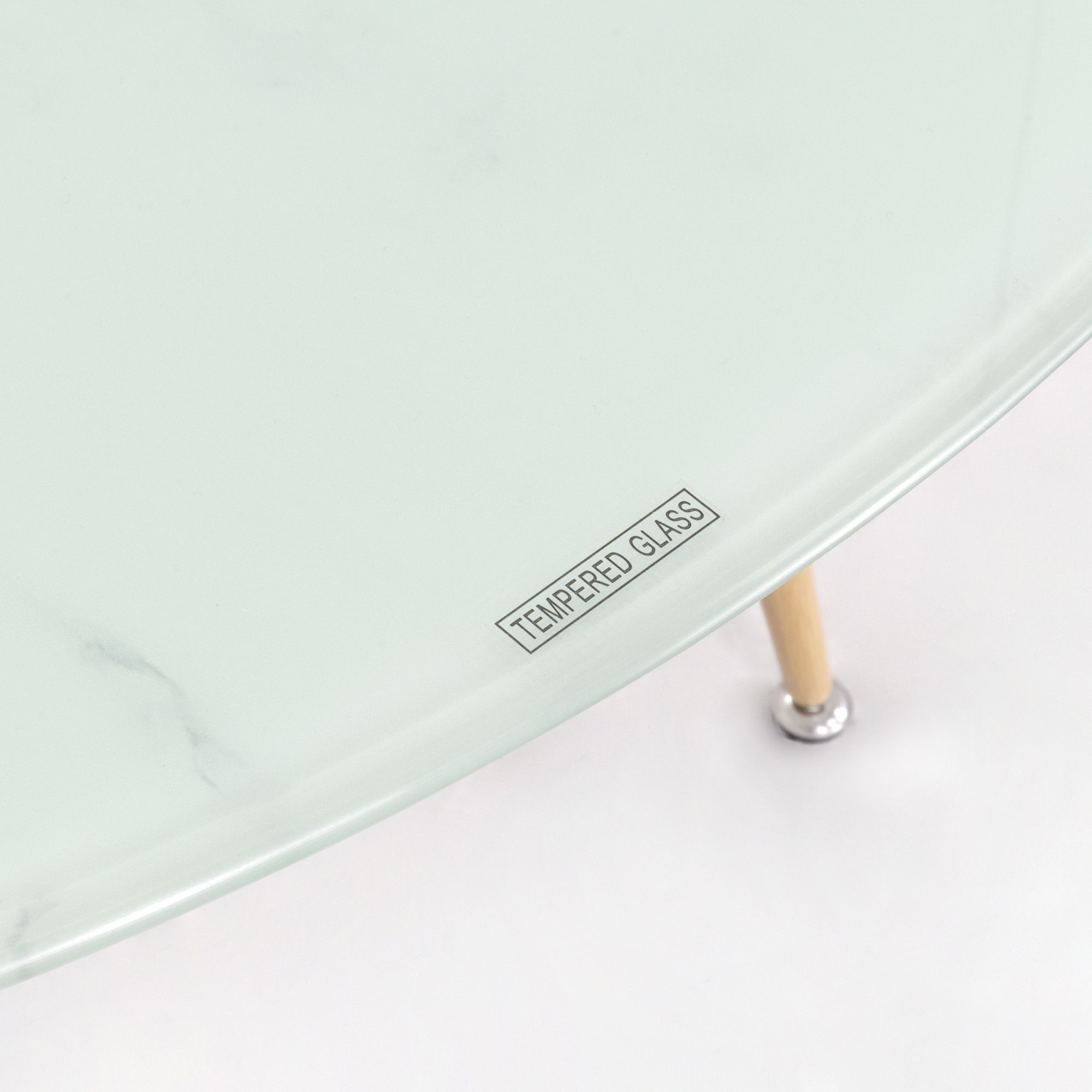 Esszimmer-Tisch CORIN | Tischplatte: Glas in weißer Marmor Optik | Beine: Holz Esszimmer-Tisch CORIN | Tischplatte: Glas in weißer Marmor Optik | Beine: Holz 80 cm