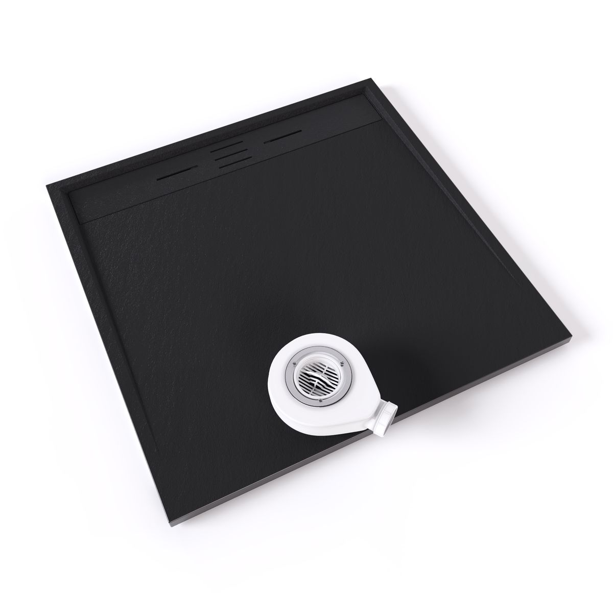 SMC Duschwanne Hiemal in Schieferoptik inkl. Ablaufgarnitur Schwarz 100x100 cm