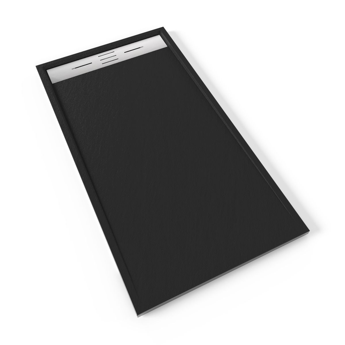 SMC Duschwanne Hiemal in Schieferoptik inkl. Ablaufgarnitur Schwarz mit Edelstahldeckel SMC Duschwanne Hiemal in Schieferoptik inkl. Ablaufgarnitur Schwarz mit Edelstahldeckel 90x160 cm