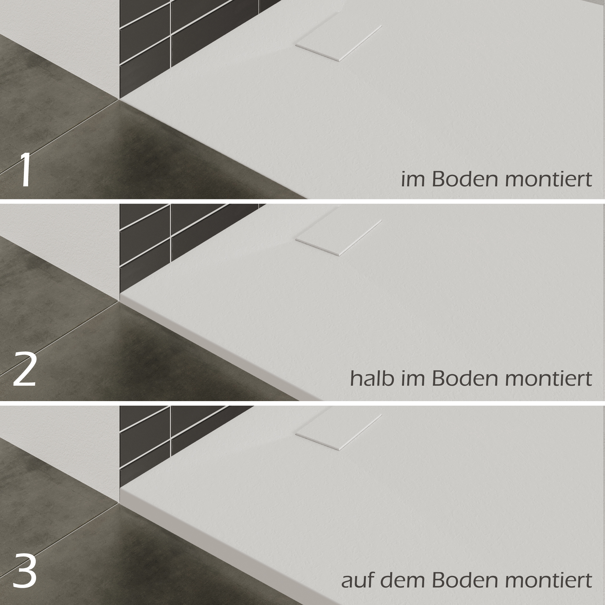 SMC Duschwanne Boreal in Stein-Optik inkl. Ablaufgarnitur - Weiß 70x160 cm