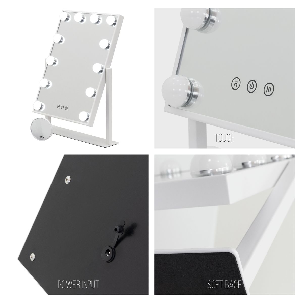 Schminkspiegel Bulb LITTLE mit 12 dimmbaren LED-Lampen Weiß