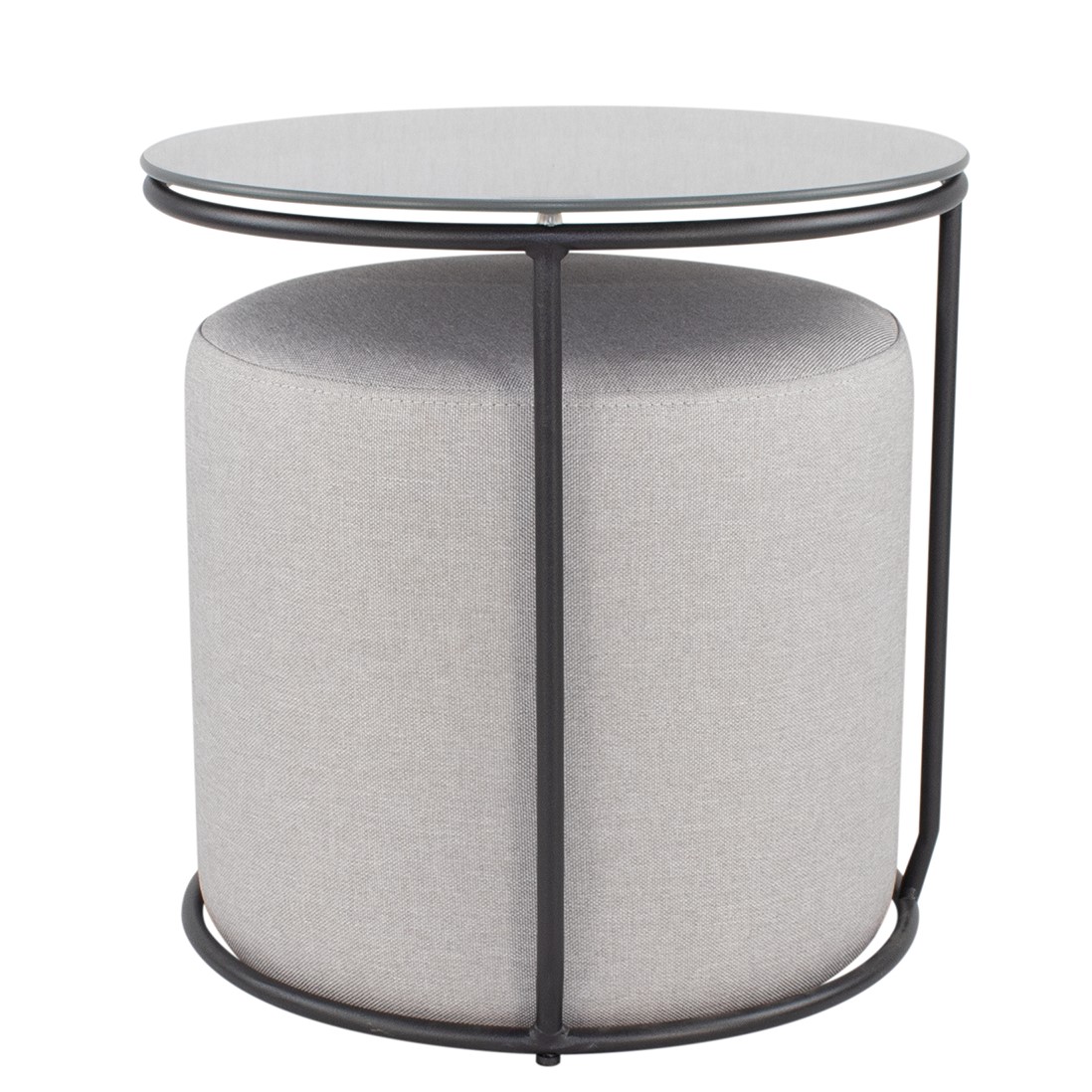 Beistelltisch mit Hocker JASPER runder Couchtisch 40x40 cm Schwarz-Grau N7 Beistelltisch mit Hocker JASPER runder Couchtisch 40x40 cm Schwarz-Grau N7