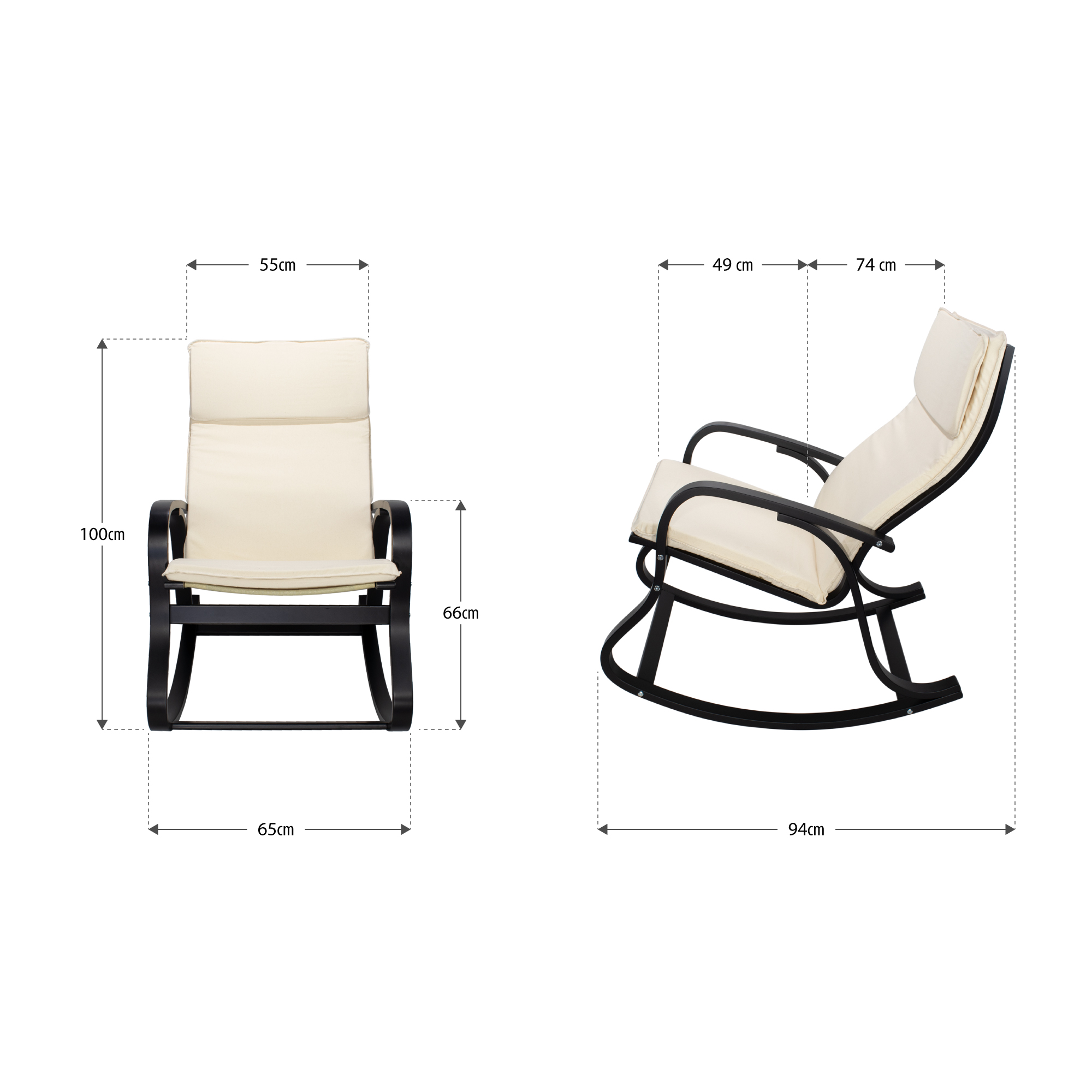 Relaxstuhl Schwingstuhl ohne Fussteil - Farbe: Naturweiß D1