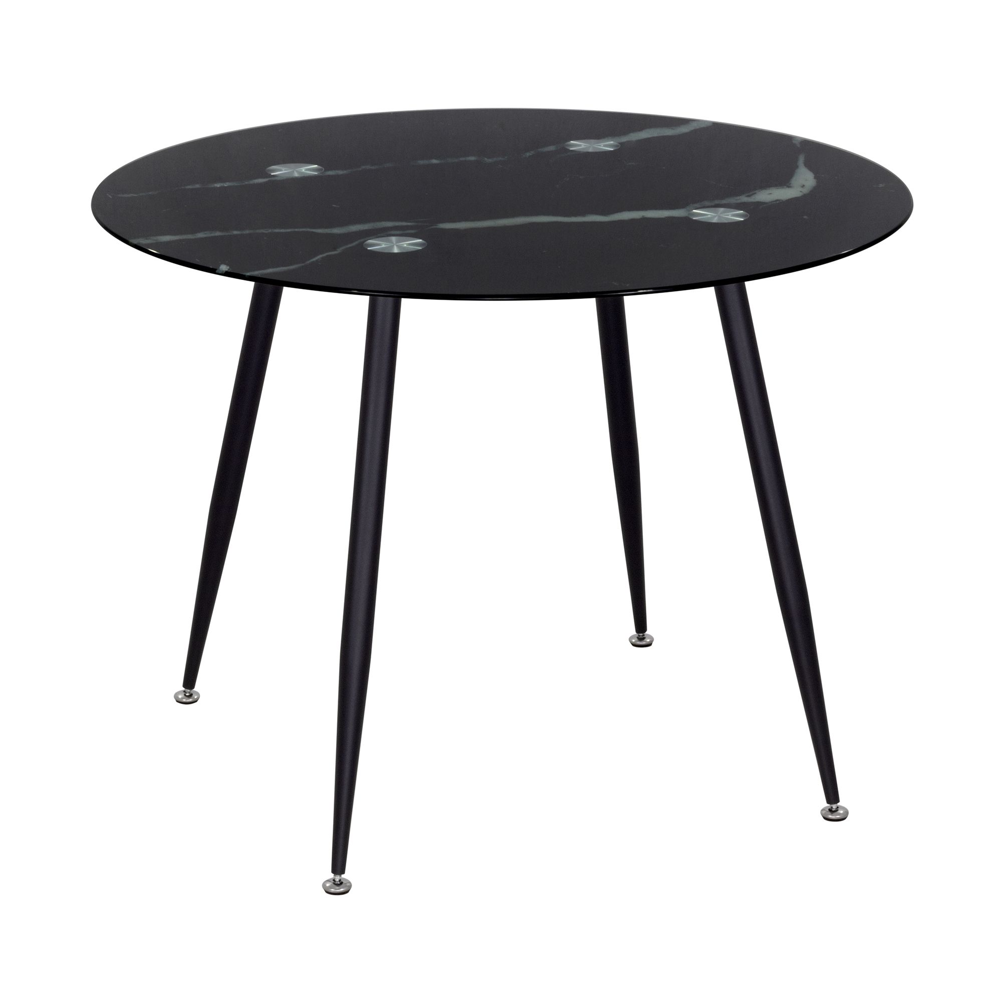 Esszimmer-Tisch CORIN | Tischplatte: Glas in schwarzer Marmor Optik | Beine: Schwarz Esszimmer-Tisch CORIN | Tischplatte: Schwarzer Marmor | Beine: Schwarz 80 cm