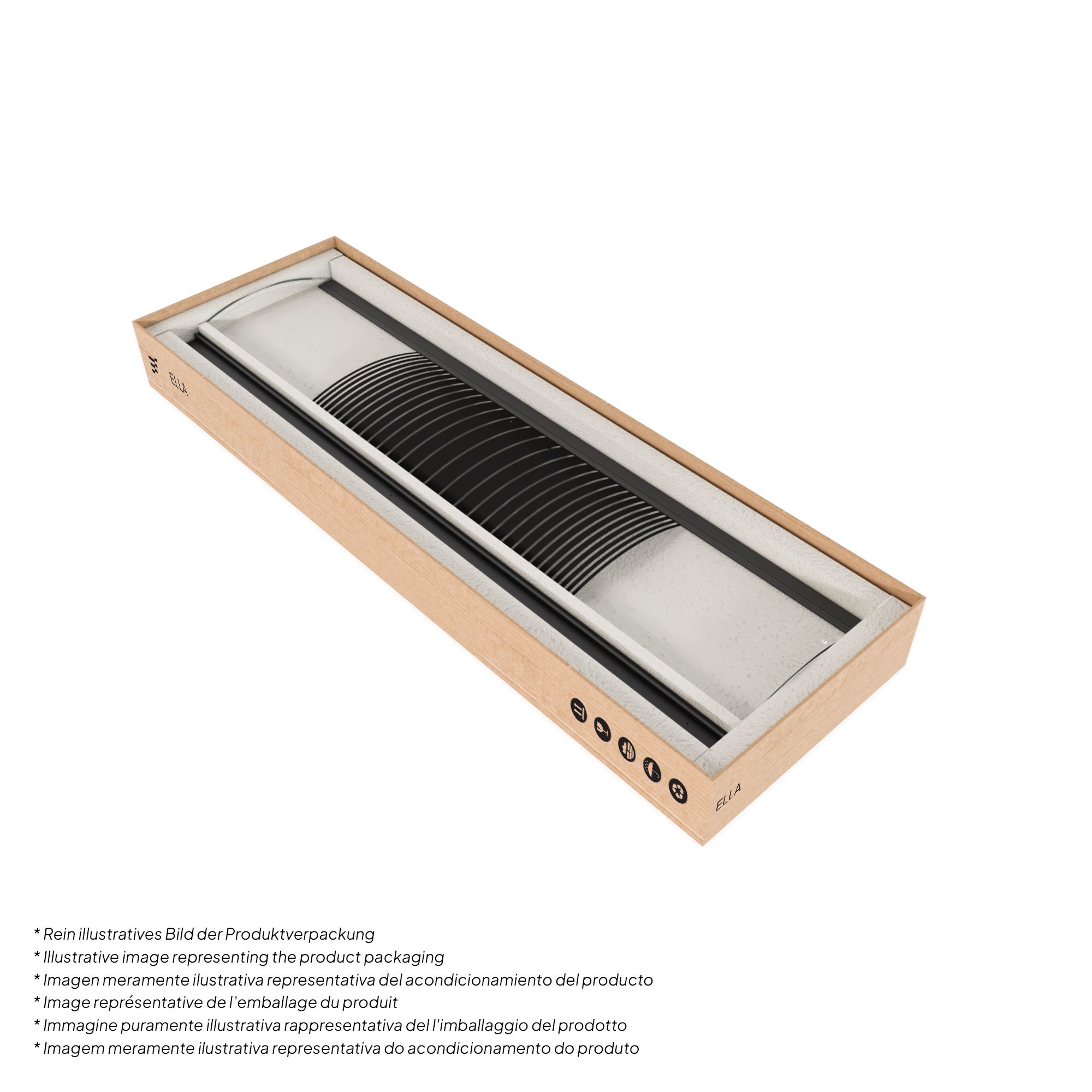 Viertelkreisdusche Ella mit Schiebetüren aus gestreiftem ESG Glas mit schwarzen Aluminium Profile Viertelkreisdusche Ella mit Schiebetüren aus gestreiftem ESG Glas mit schwarzen Aluminium Profile