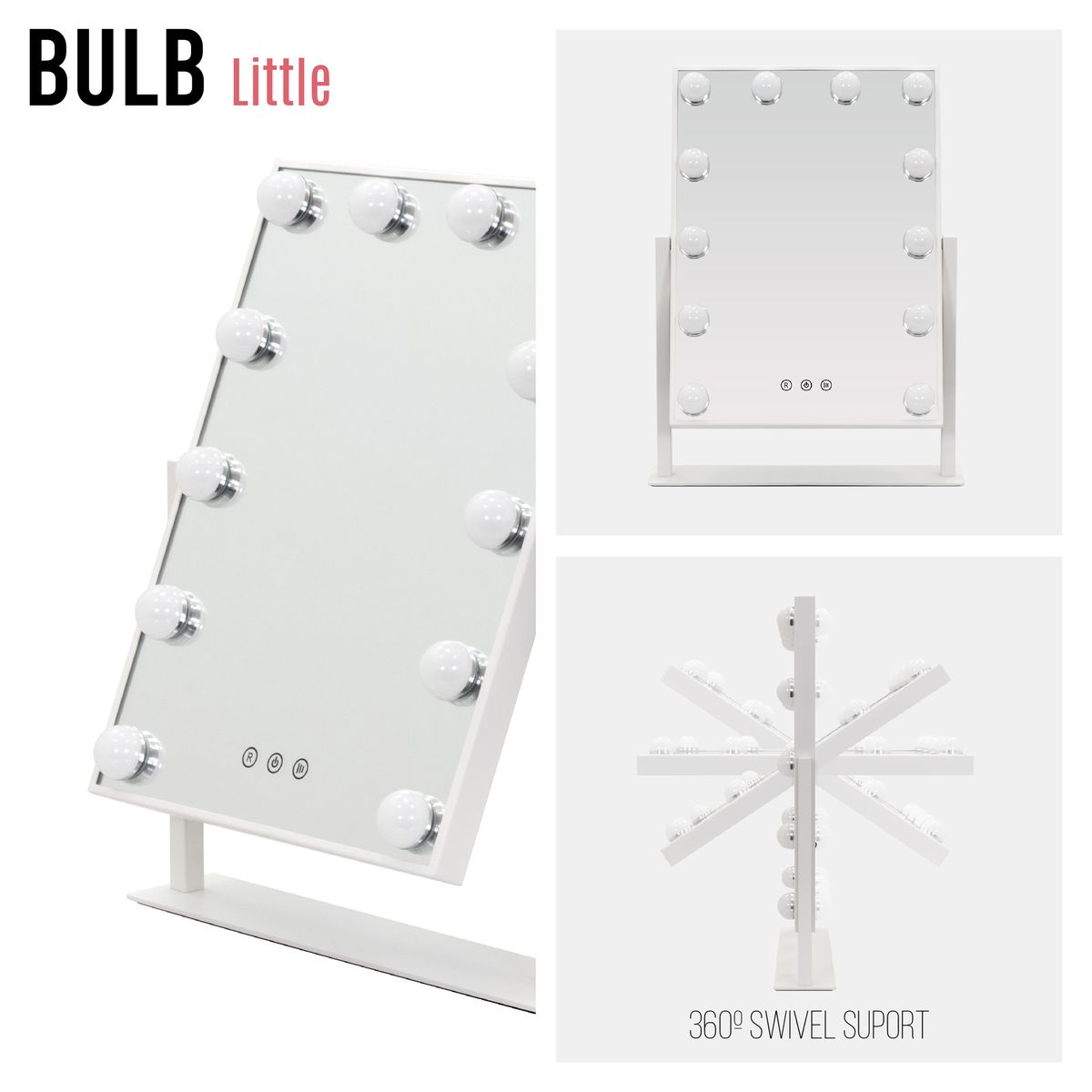 Schminkspiegel Bulb LITTLE mit 12 dimmbaren LED-Lampen Weiß Schminkspiegel Bulb LITTLE mit 12 dimmbaren LED-Lampen Weiß