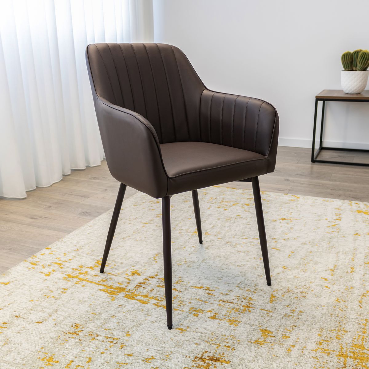 Esszimmerstuhl Wohnzimmerstuhl Dahlia Braun aus Kunstleder Esszimmerstuhl Wohnzimmerstuhl Dahlia Braun aus Kunstleder