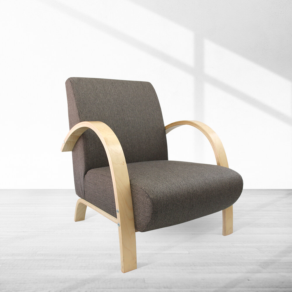 Polstersessel Lounge Sessel mit hochwertigem gepolsterten Stoffbezug - Grau