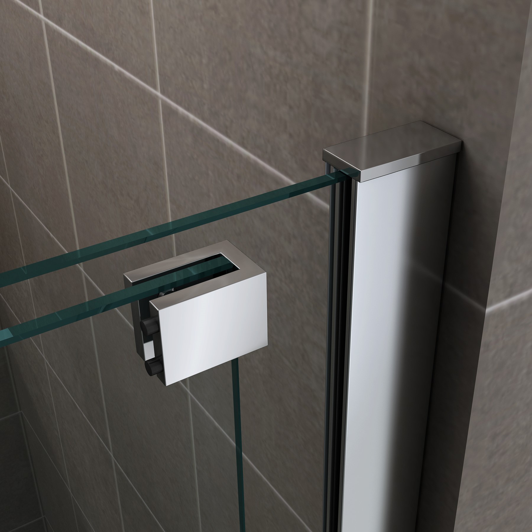 Walk In Duschwand NADINE mit Schiebetür in Chrom Duschabtrennung aus 8mm ESG Walk In Duschwand mit Schiebetür NADINE in Chrom Duschabtrennung aus 8mm ESG Nano - Links und Rechts montierbar 180x200 cm