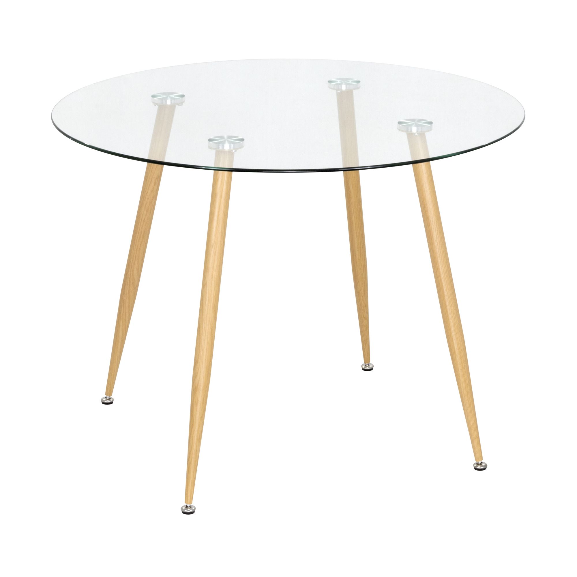 Esszimmer-Tisch CORIN | Tischplatte: Transparentes Glas | Beine: Holz Esszimmer-Tisch CORIN | Tischplatte: Transparentes Glas | Beine: Holz 80 cm