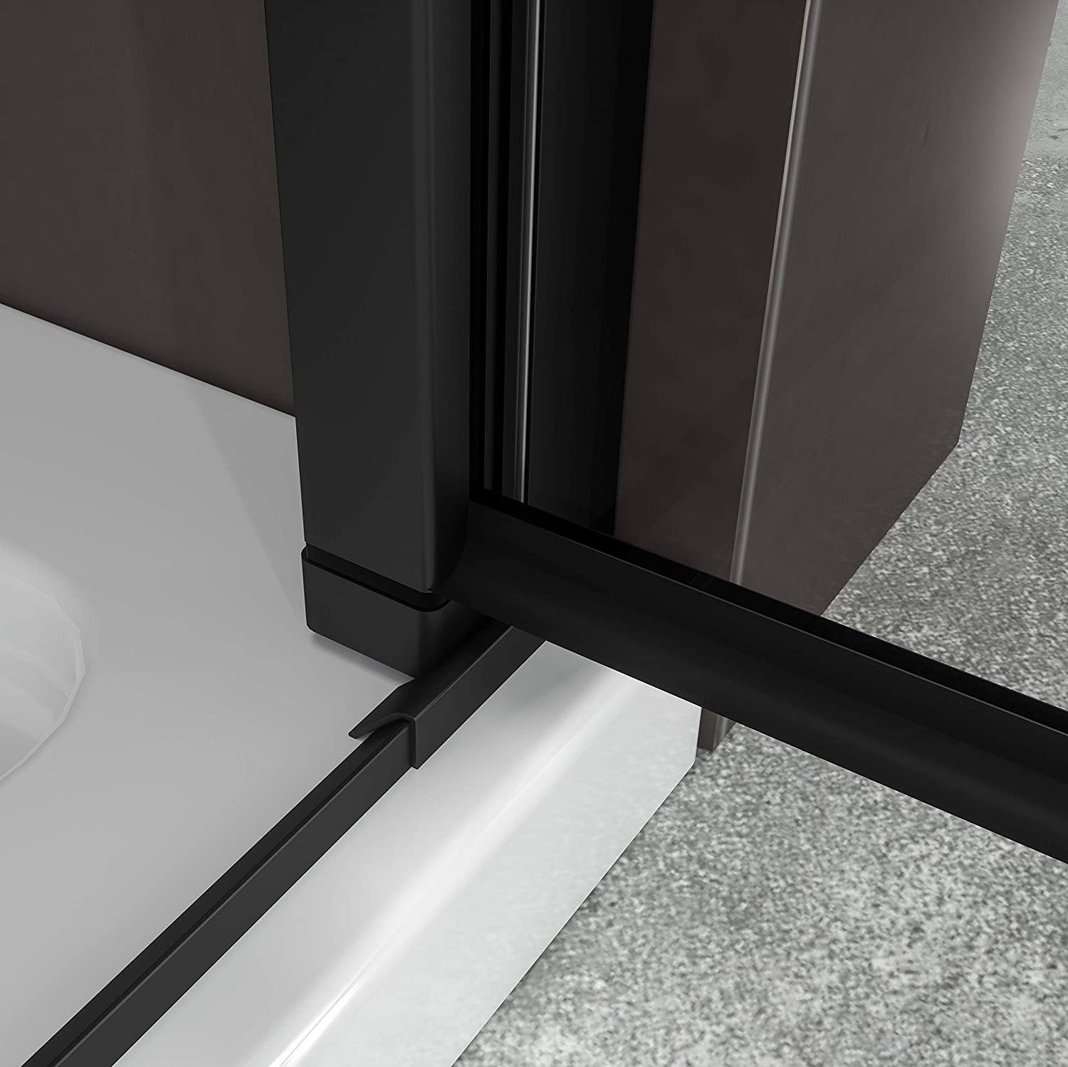Duschtür Stella Black mit Pendeltüren und schwarzen Profilen aus ESG Sicherheitsglas