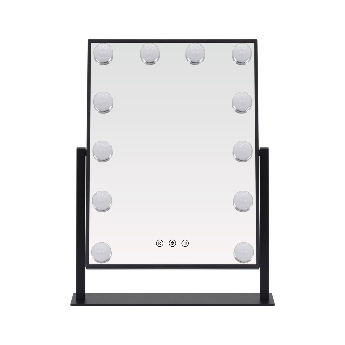 Schminkspiegel Bulb LITTLE mit 12 dimmbaren LED-Lampen Schwarz