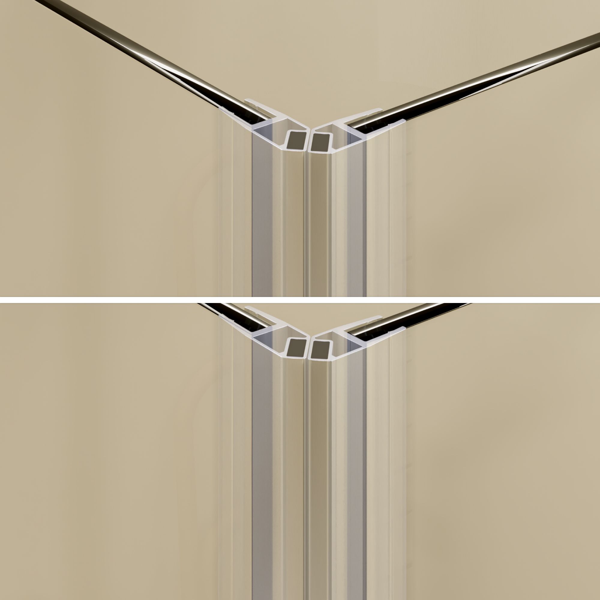 Eckeinstieg Alice mit Klapptüren aus teilsatiniertem ESG Sicherheitsglas