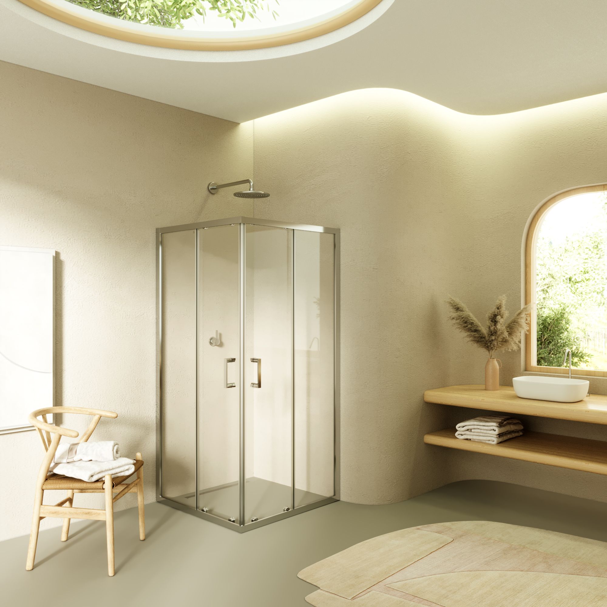 Eckeinstieg Diana mit Schiebetüren aus ESG Sicherheitsglas