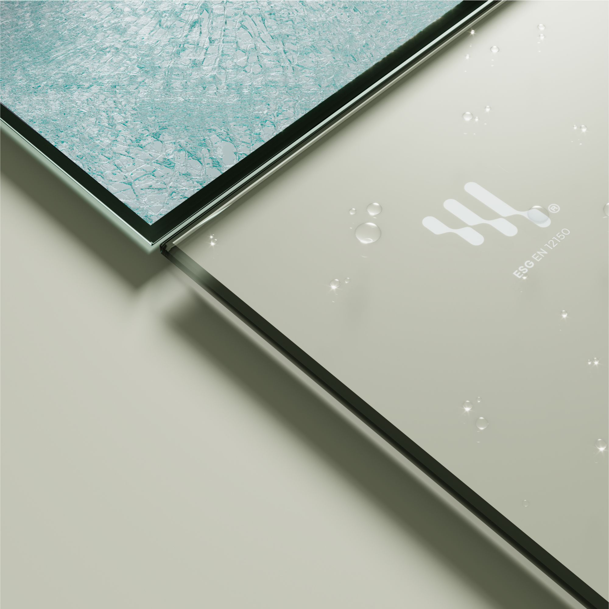 Corner entry Danielle with sliding doors and black profiles made of ESG safety glass.