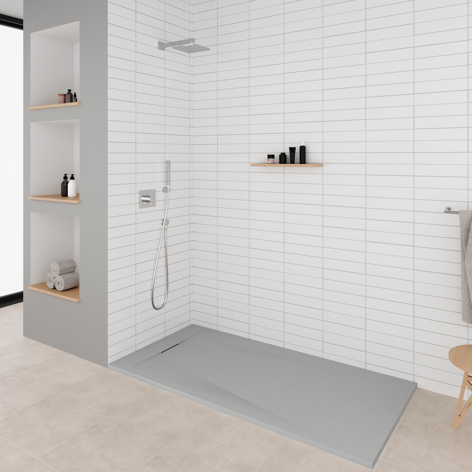 SMC Duschwanne Polar in Stein-Optik inkl. Ablaufgarnitur - Grau SMC Duschwanne Polar 90x90 cm, Duschwanne in Steinoptik inkl. Ablaufgarnitur - Grau