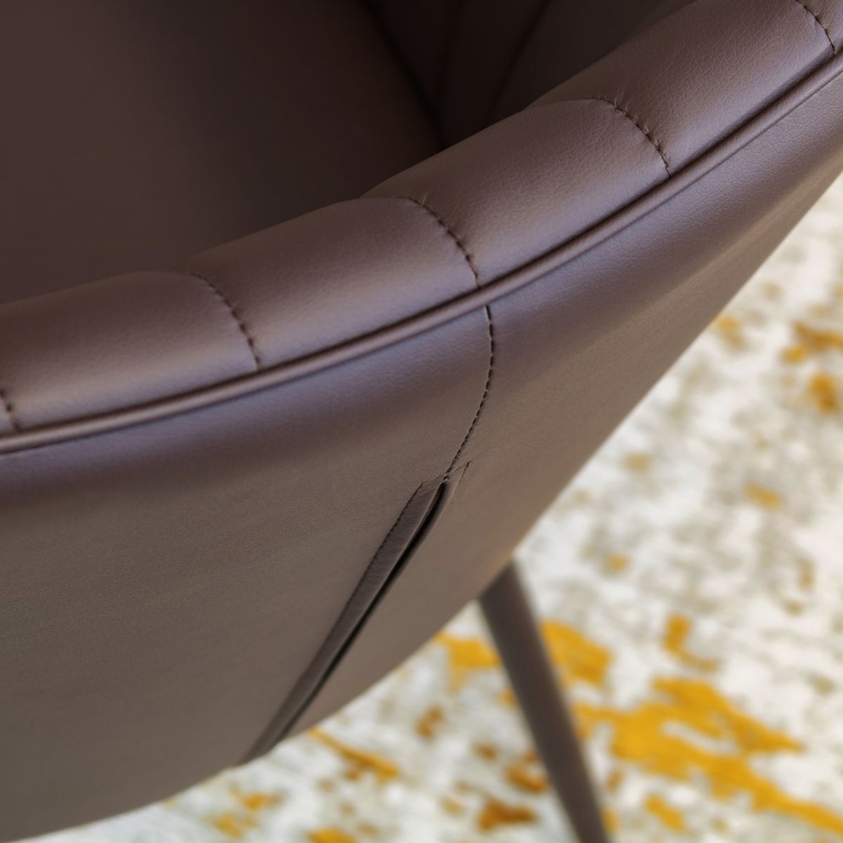 Esszimmerstuhl Wohnzimmerstuhl Dahlia Braun aus Kunstleder